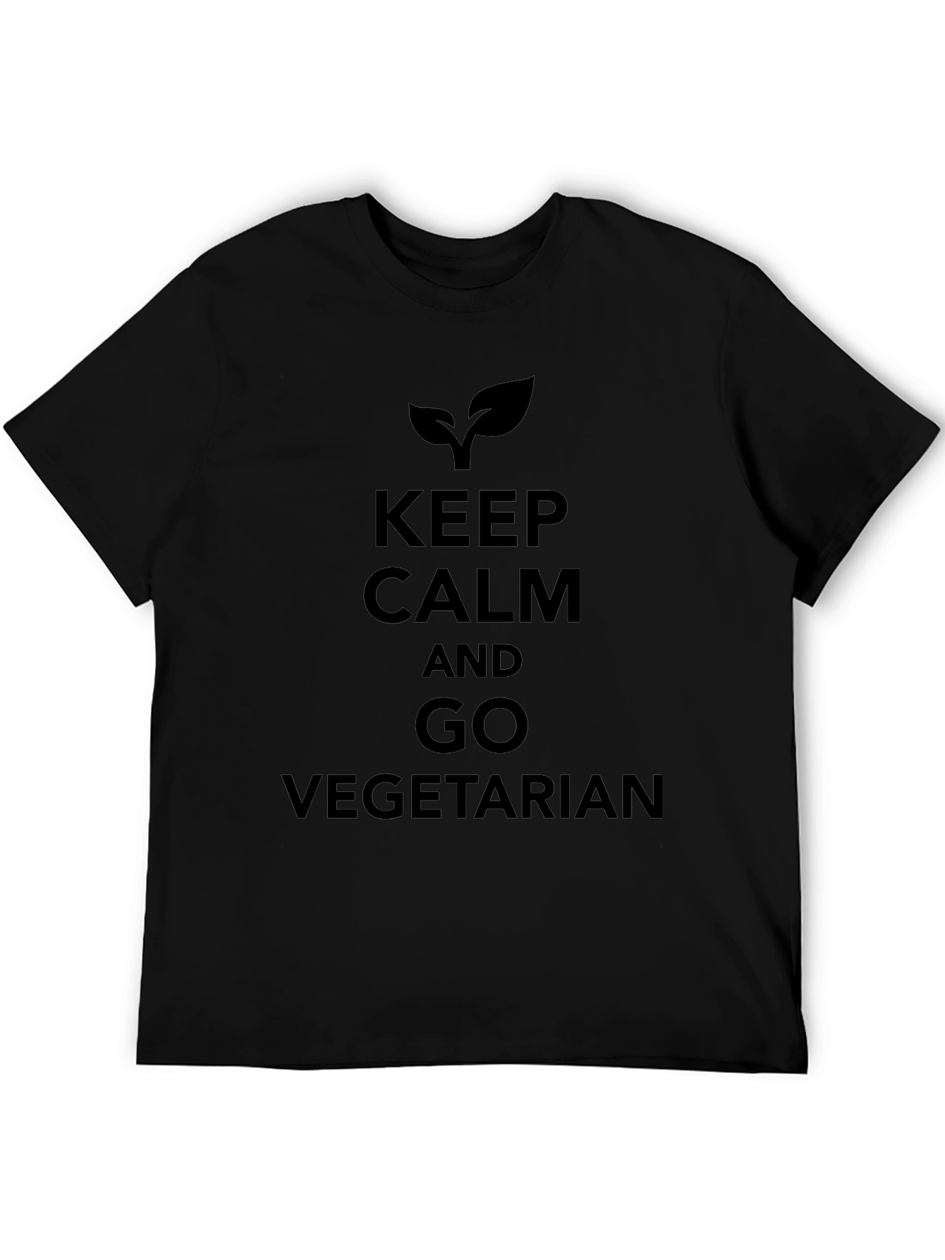 Keep Calm Go Vegetarian Black T-Shirt