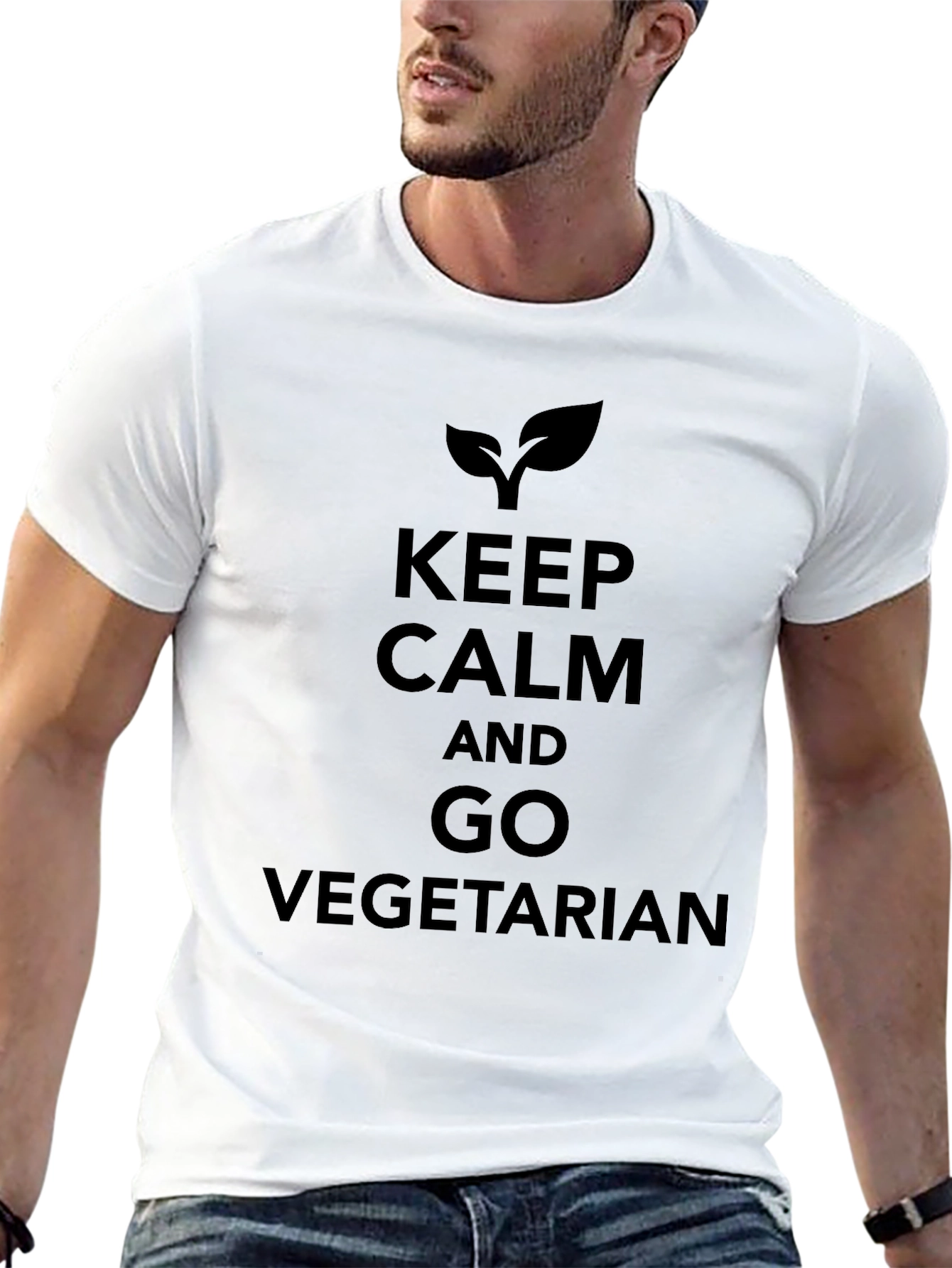 Keep Calm Go Vegetarian Black T-Shirt