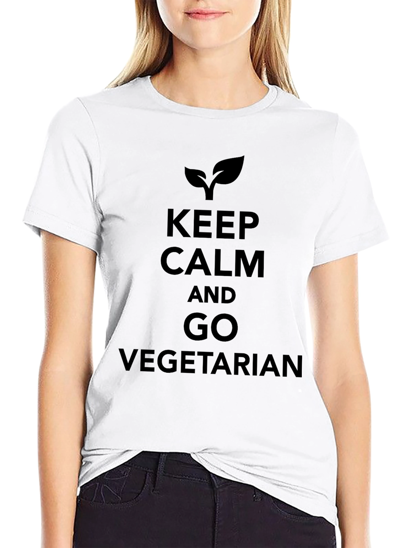 Keep Calm Go Vegetarian Black T-Shirt
