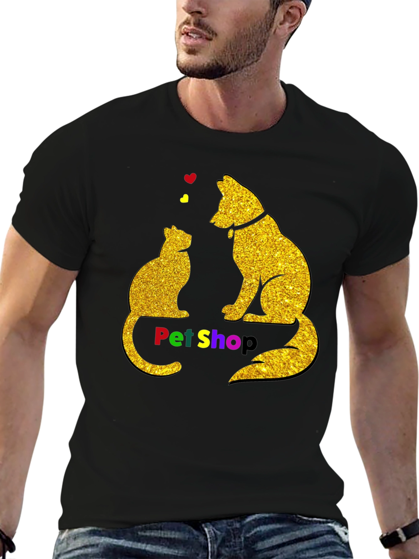 Pet Shop Cat & Dog Graphic T-Shirt
