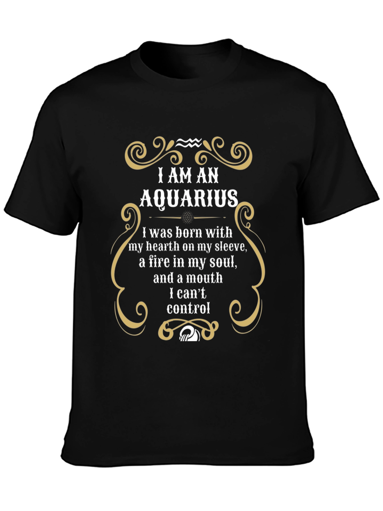 Aquarius Zodiac T-Shirt - Heart on Sleeve Fire Soul