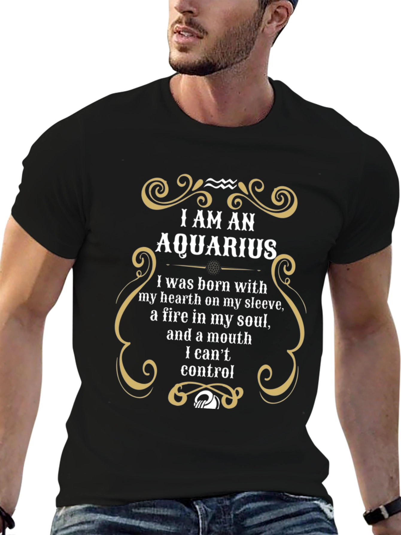 Aquarius Zodiac T-Shirt - Heart on Sleeve Fire Soul