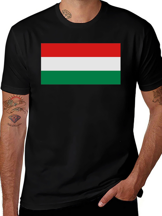 Hungary Flag Graphic T-Shirt - Black Tee