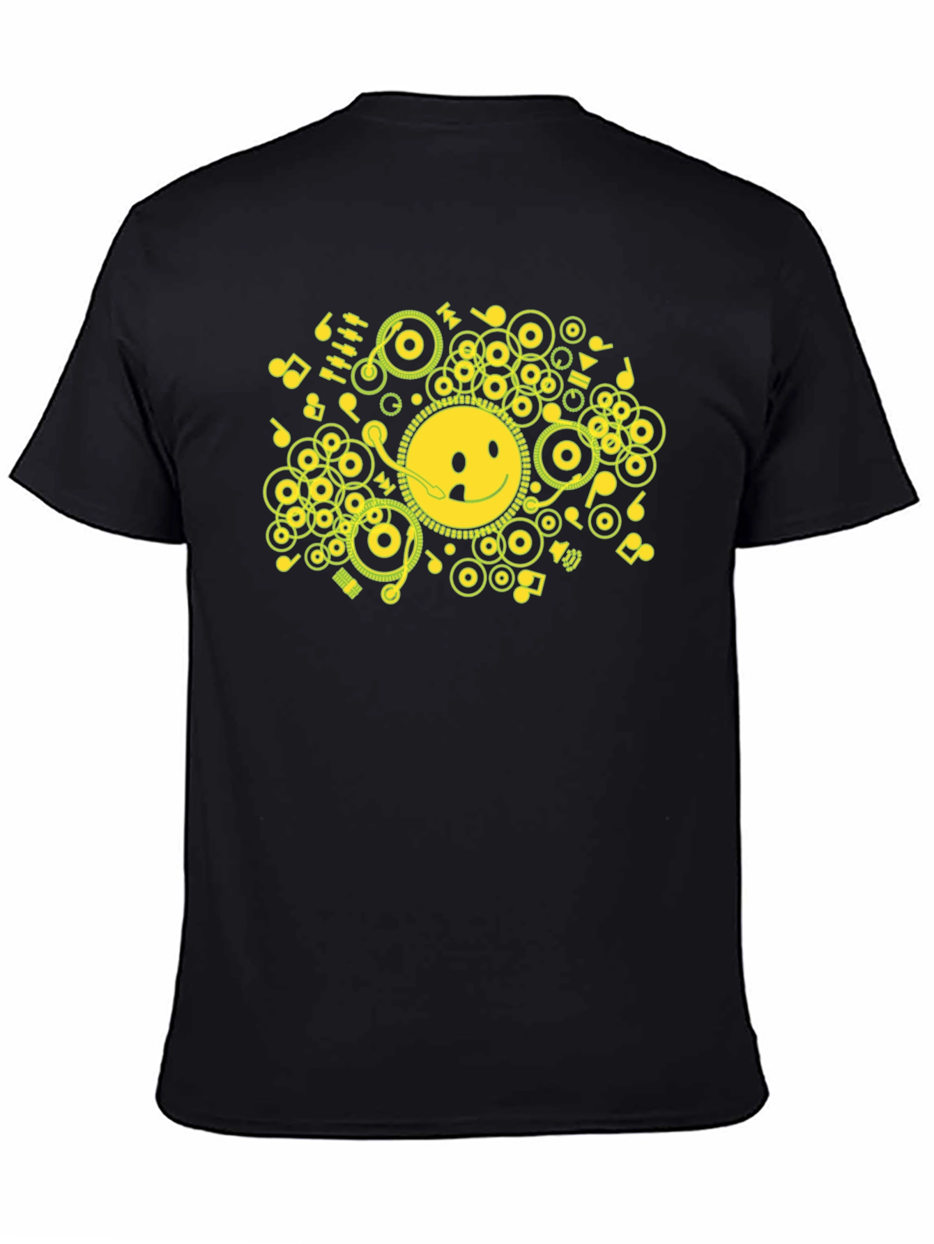 Smiley Face Music Graphic Black Tee