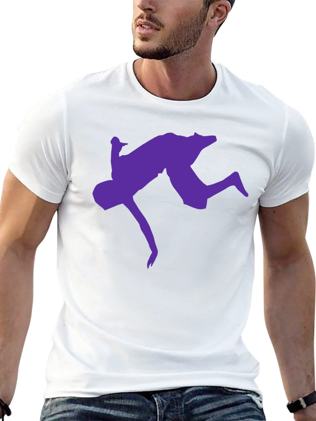 Black T-Shirt with Purple Acrobat Design