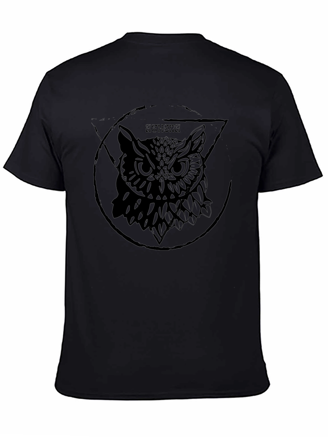 Owl Graphic Print Mens Black T-Shirt