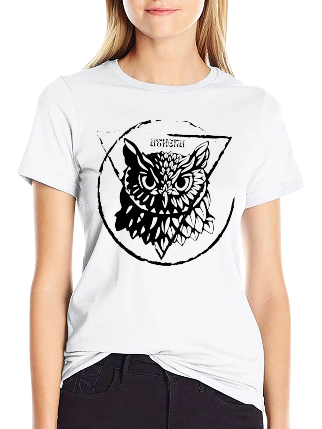 Owl Graphic Print Mens Black T-Shirt