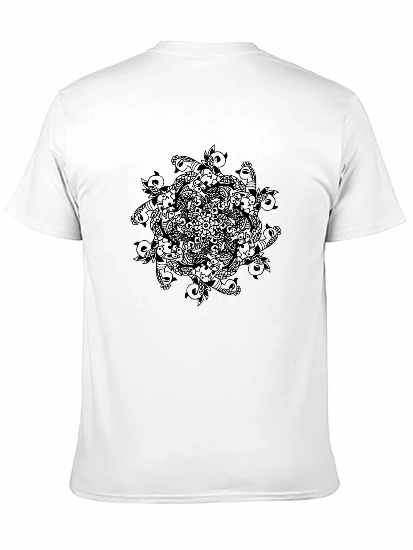 Mens Black Graphic Tee - Mandala Design