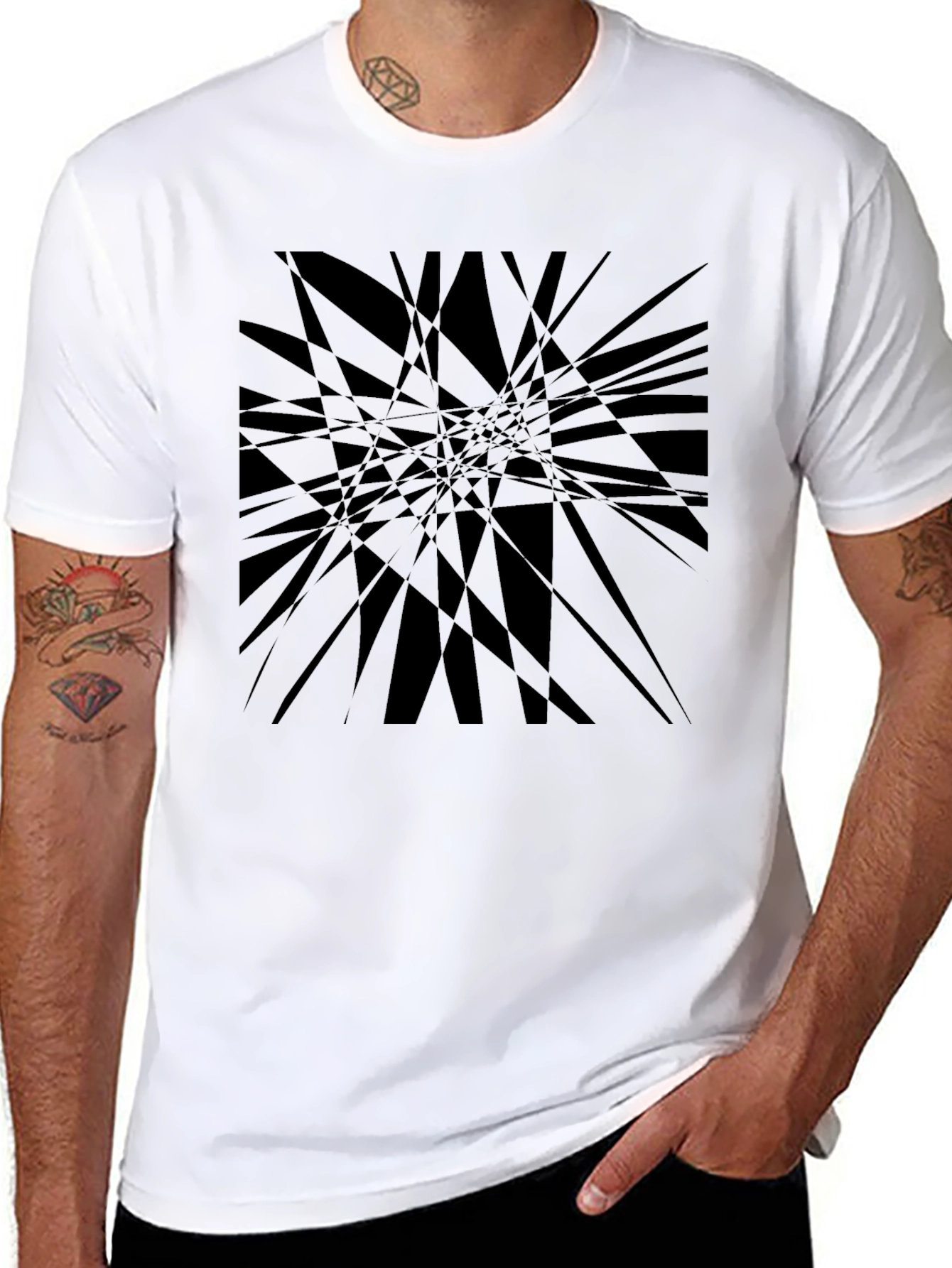 Abstract Geometric Black Graphic T-Shirt