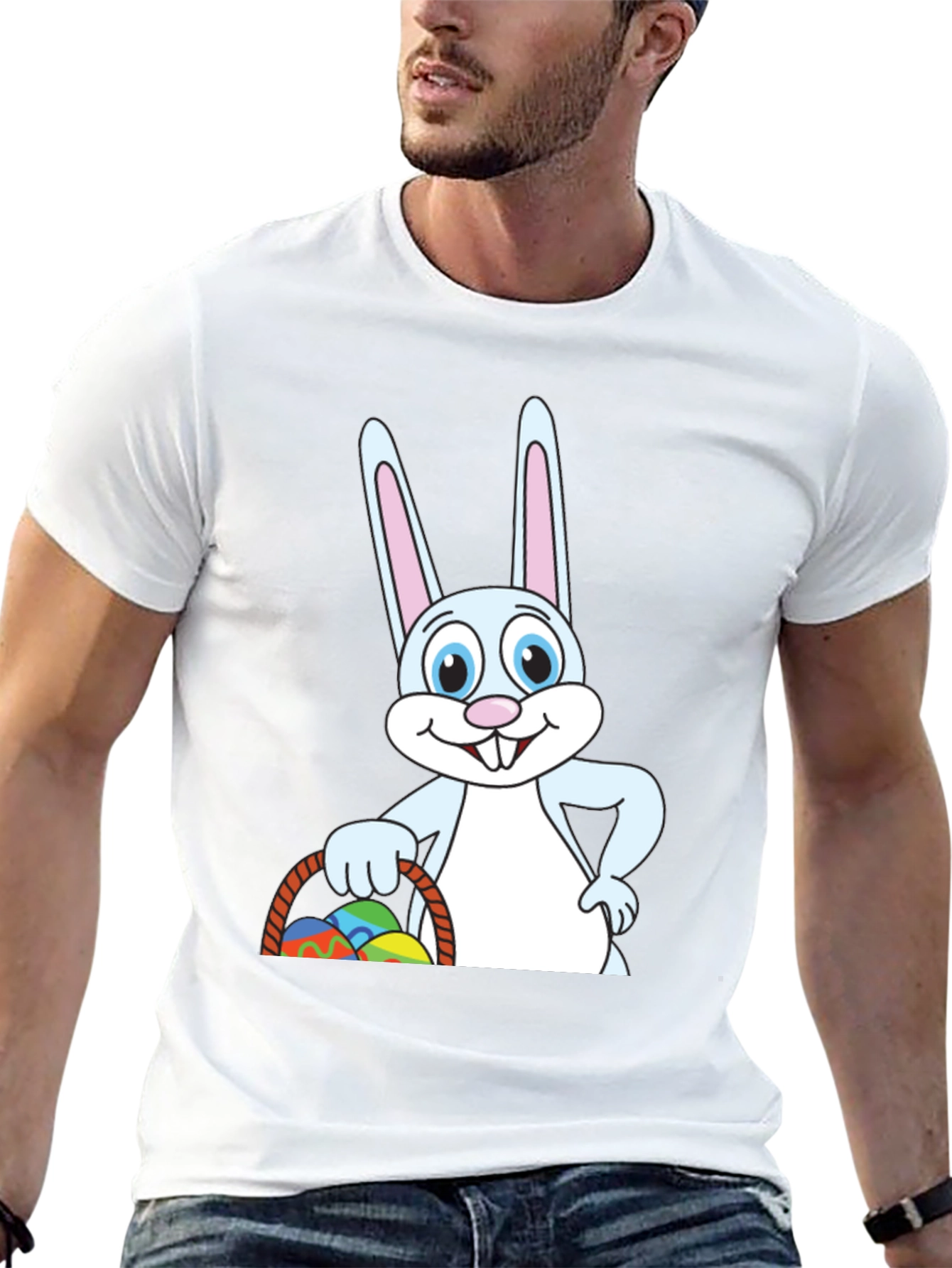 Easter Bunny T-Shirt - Cute Cartoon Rabbit Basket Eggs