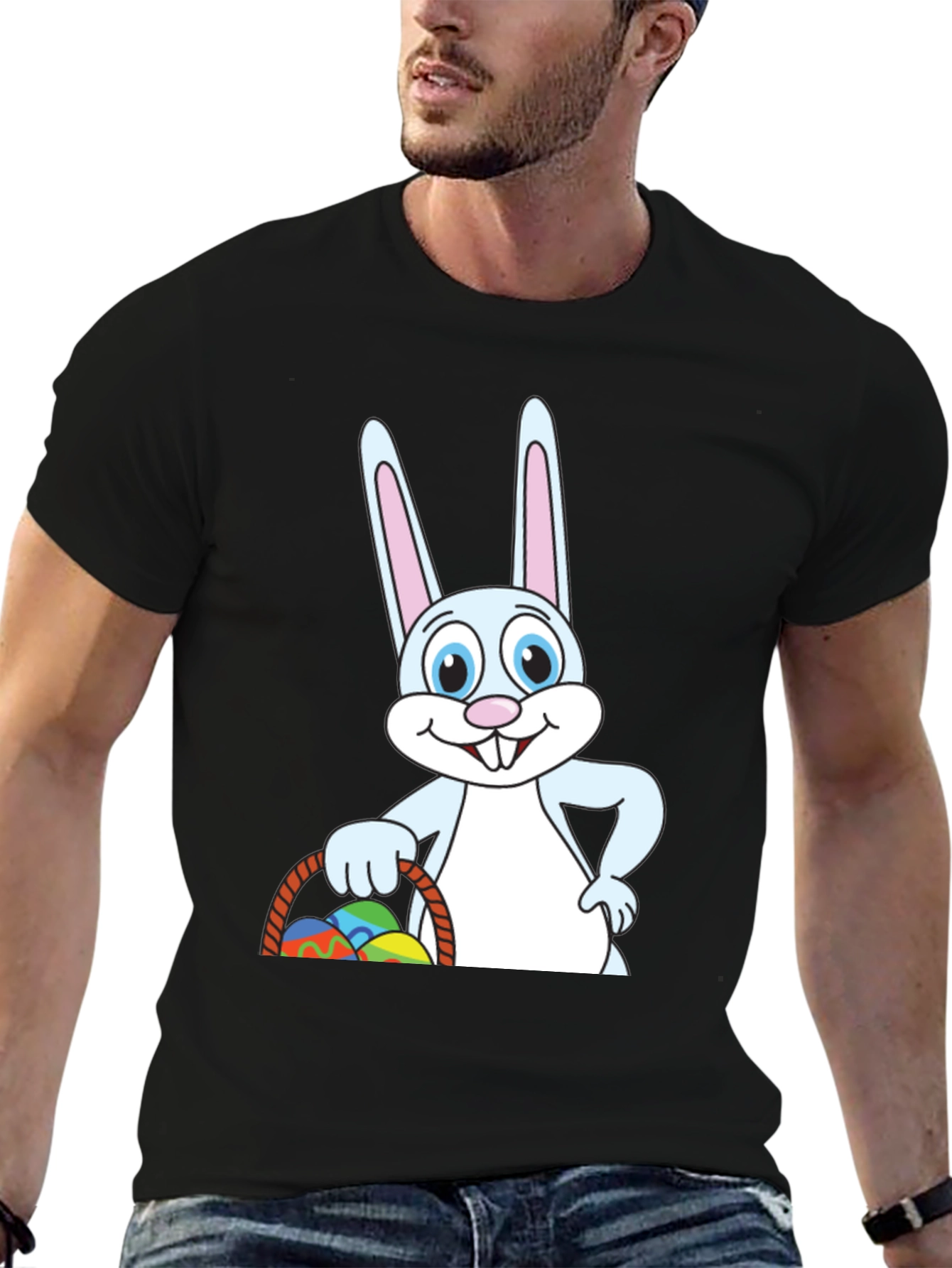 Easter Bunny T-Shirt - Cute Cartoon Rabbit Basket Eggs