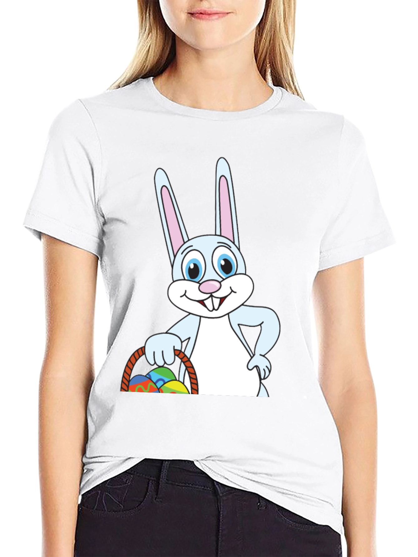 Easter Bunny T-Shirt - Cute Cartoon Rabbit Basket Eggs