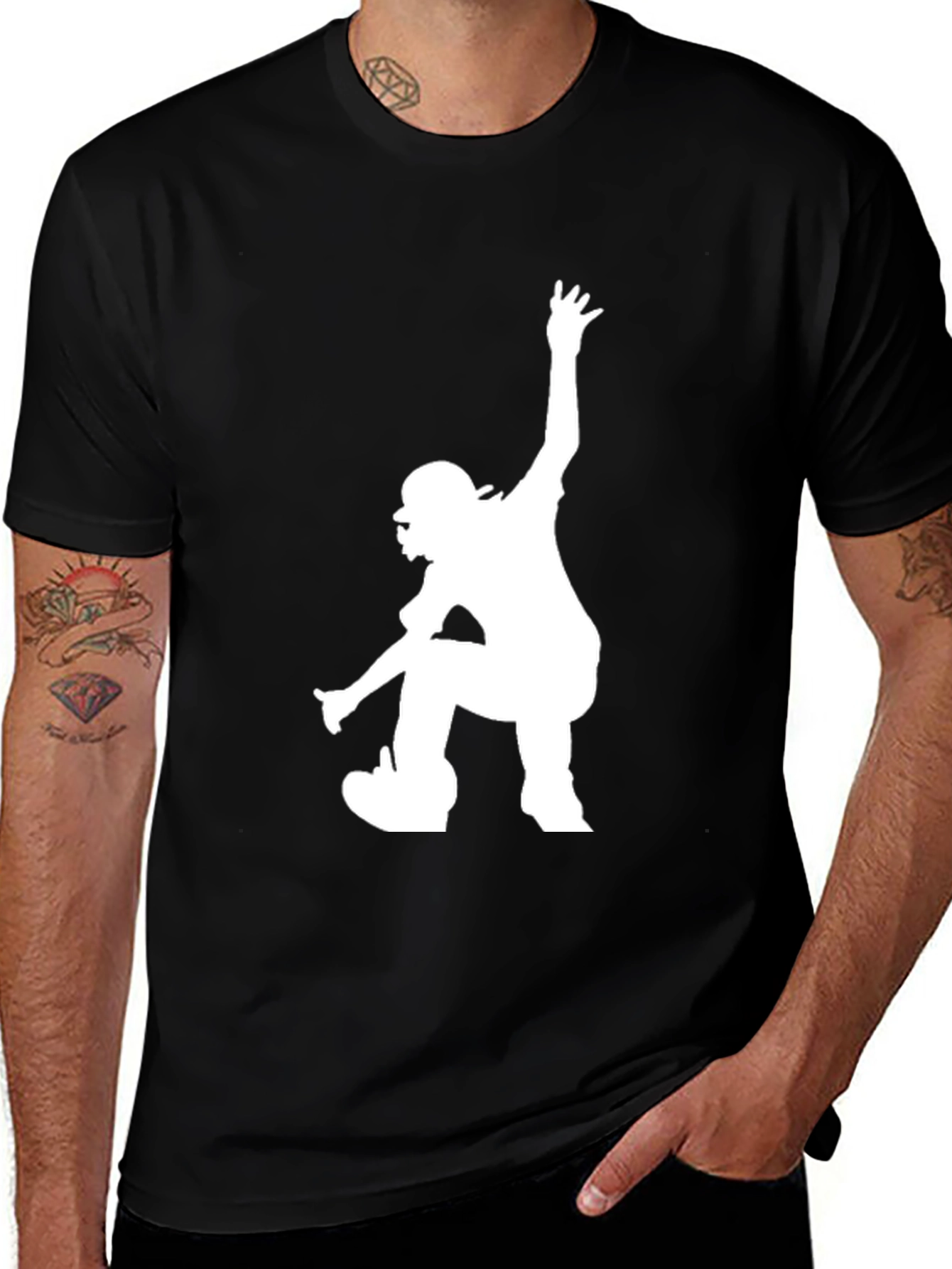 Cool Skater Graphic Black Tee - Casual Style