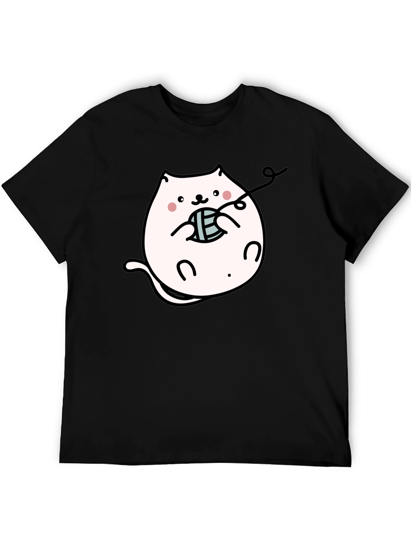 Cute Kitten Yarn Black T-Shirt