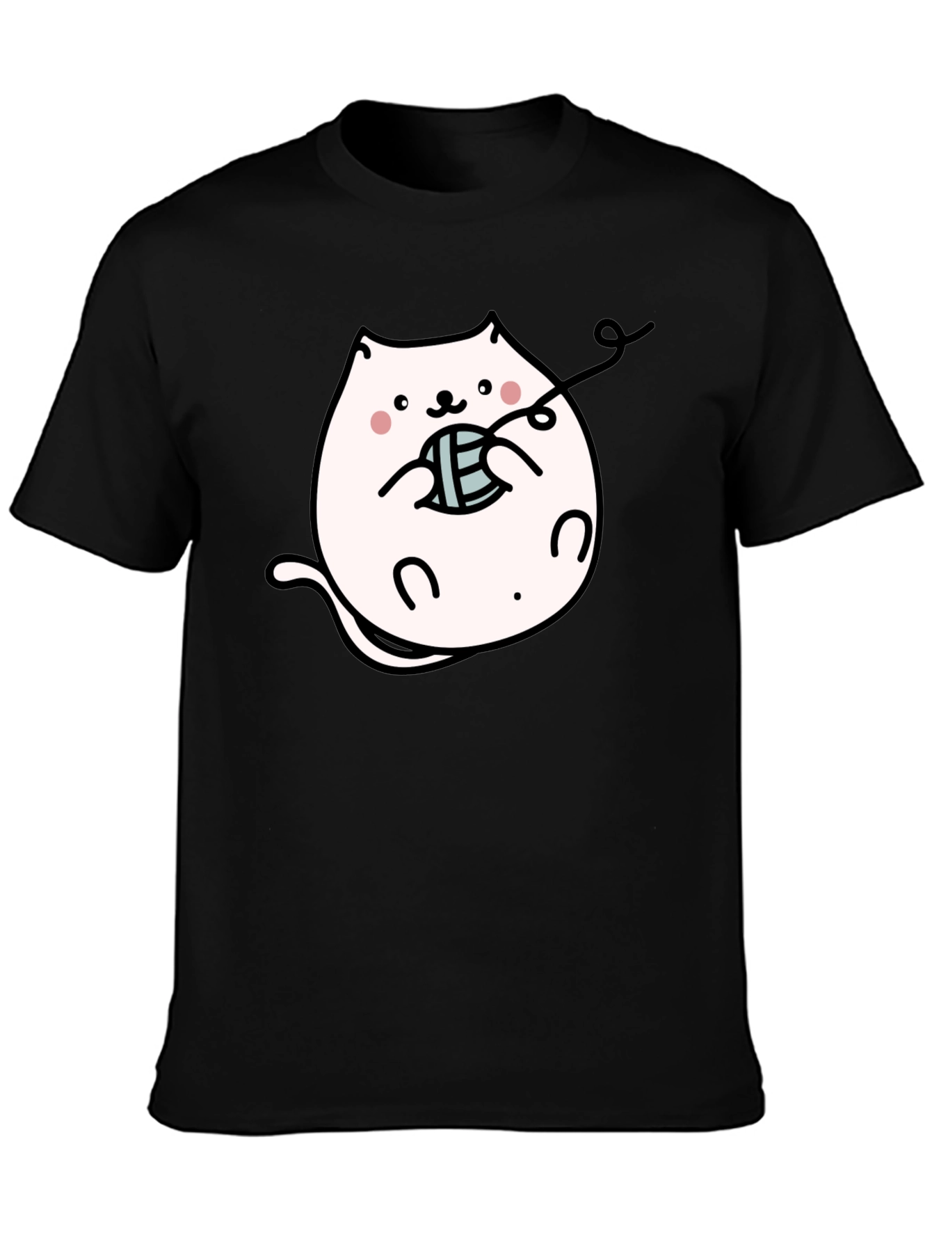 Cute Kitten Yarn Black T-Shirt
