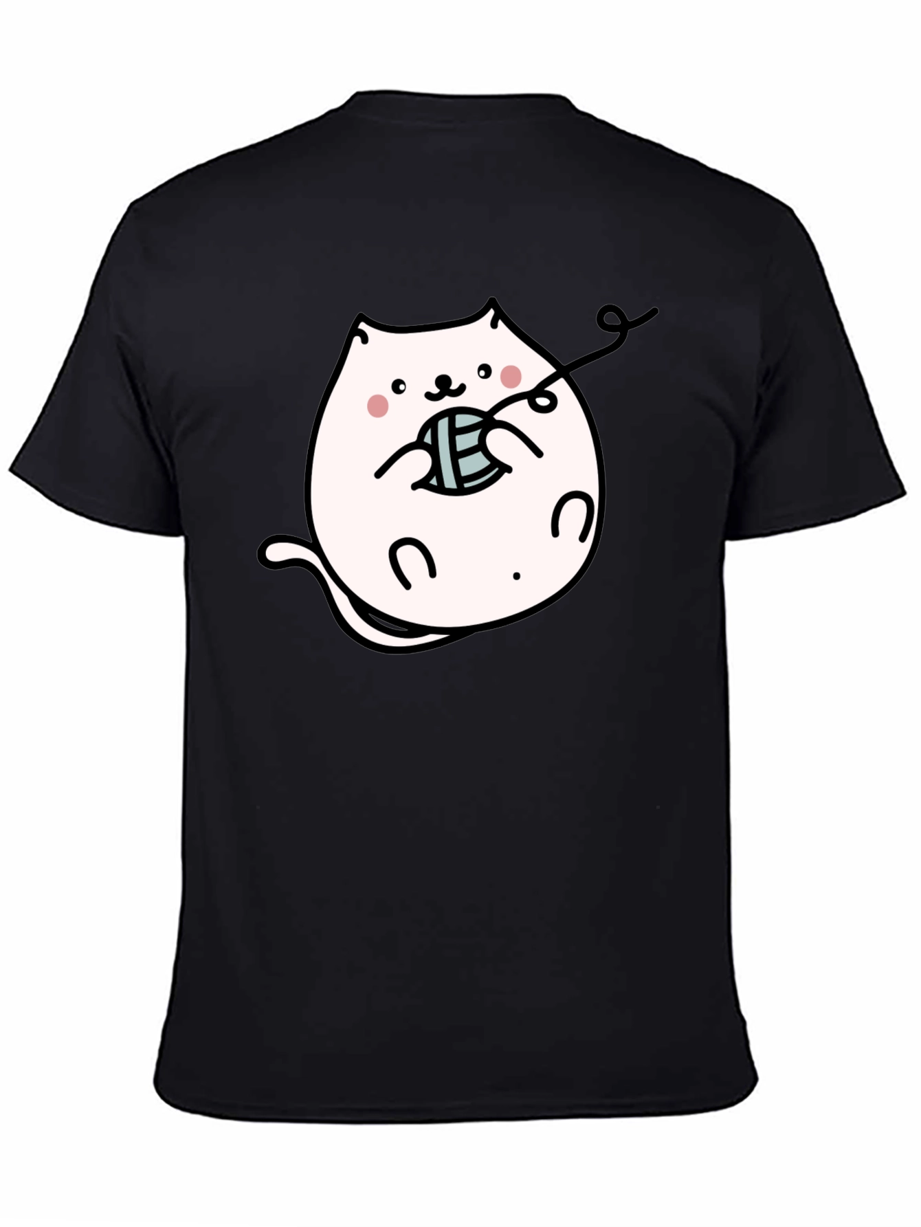 Cute Kitten Yarn Black T-Shirt