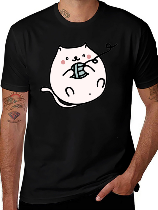 Cute Kitten Yarn Black T-Shirt