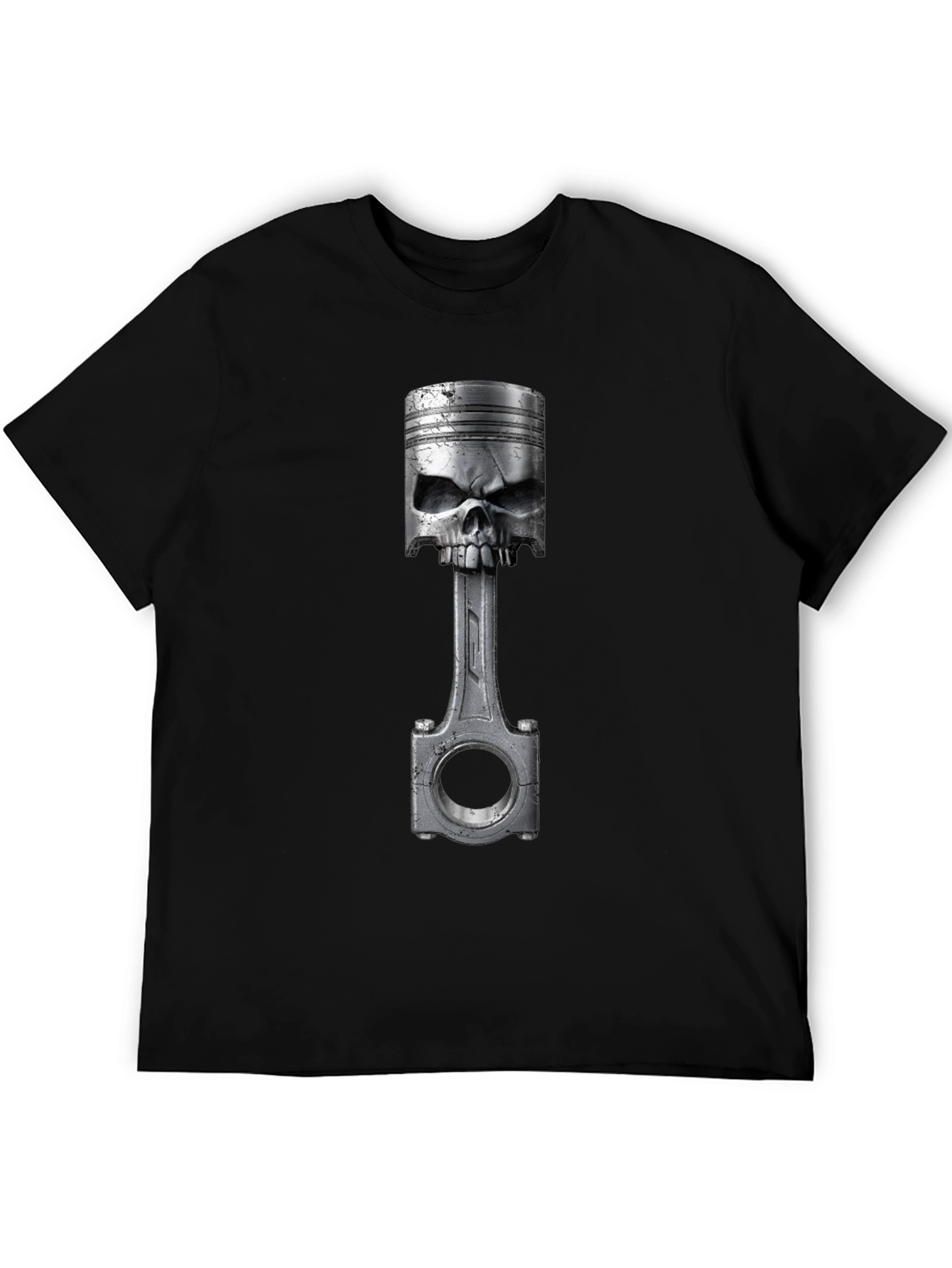 Skull Piston Graphic T-Shirt - Cool Biker Style