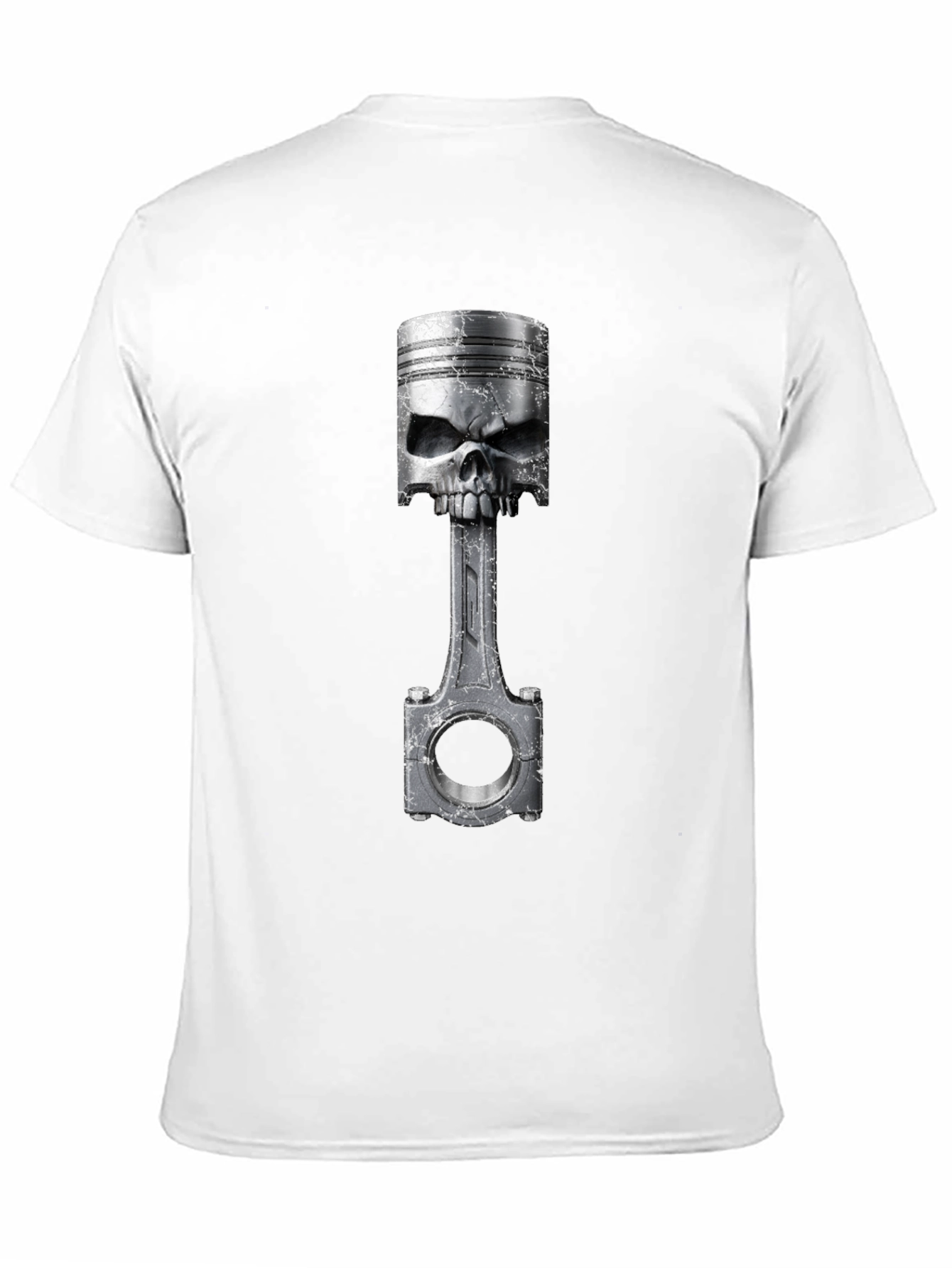 Skull Piston Graphic T-Shirt - Cool Biker Style