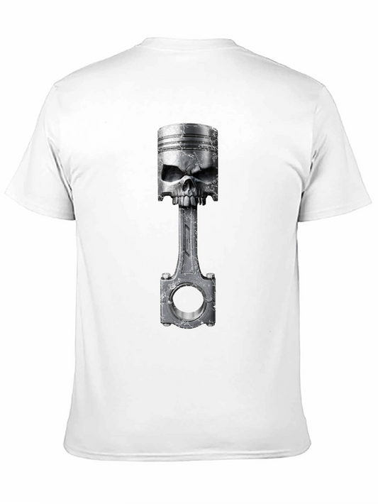 Skull Piston Graphic T-Shirt - Cool Biker Style
