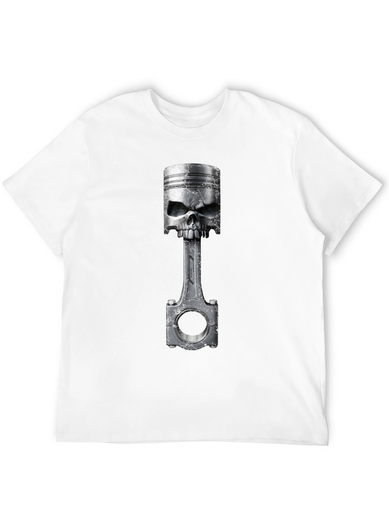 Skull Piston Graphic T-Shirt - Cool Biker Style