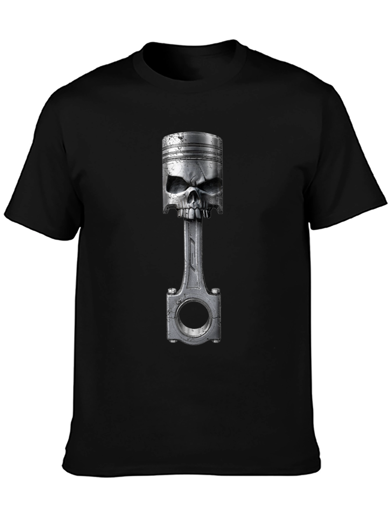 Skull Piston Graphic T-Shirt - Cool Biker Style