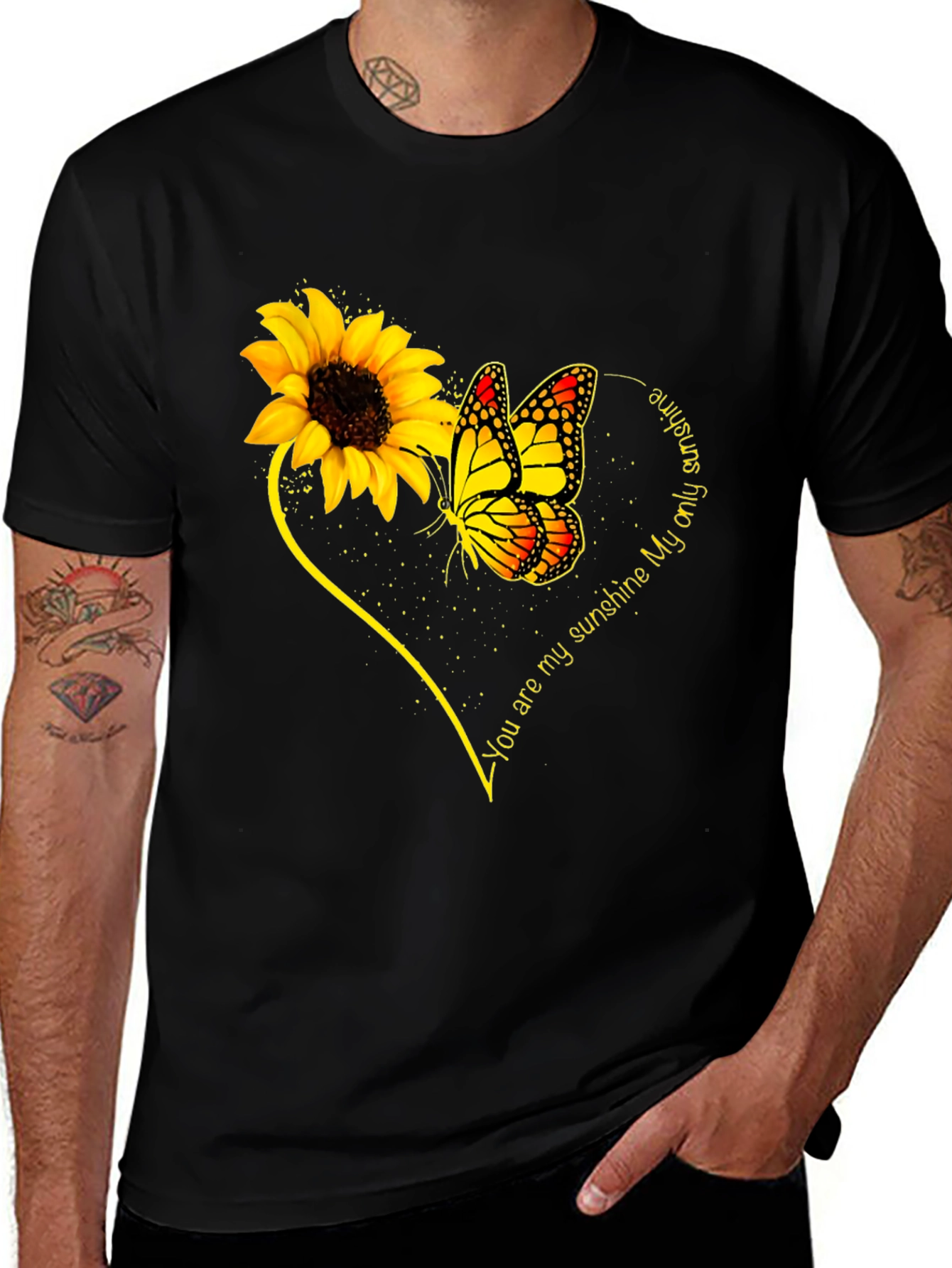 Sunflower & Butterfly T-Shirt - You Are My Sunshine