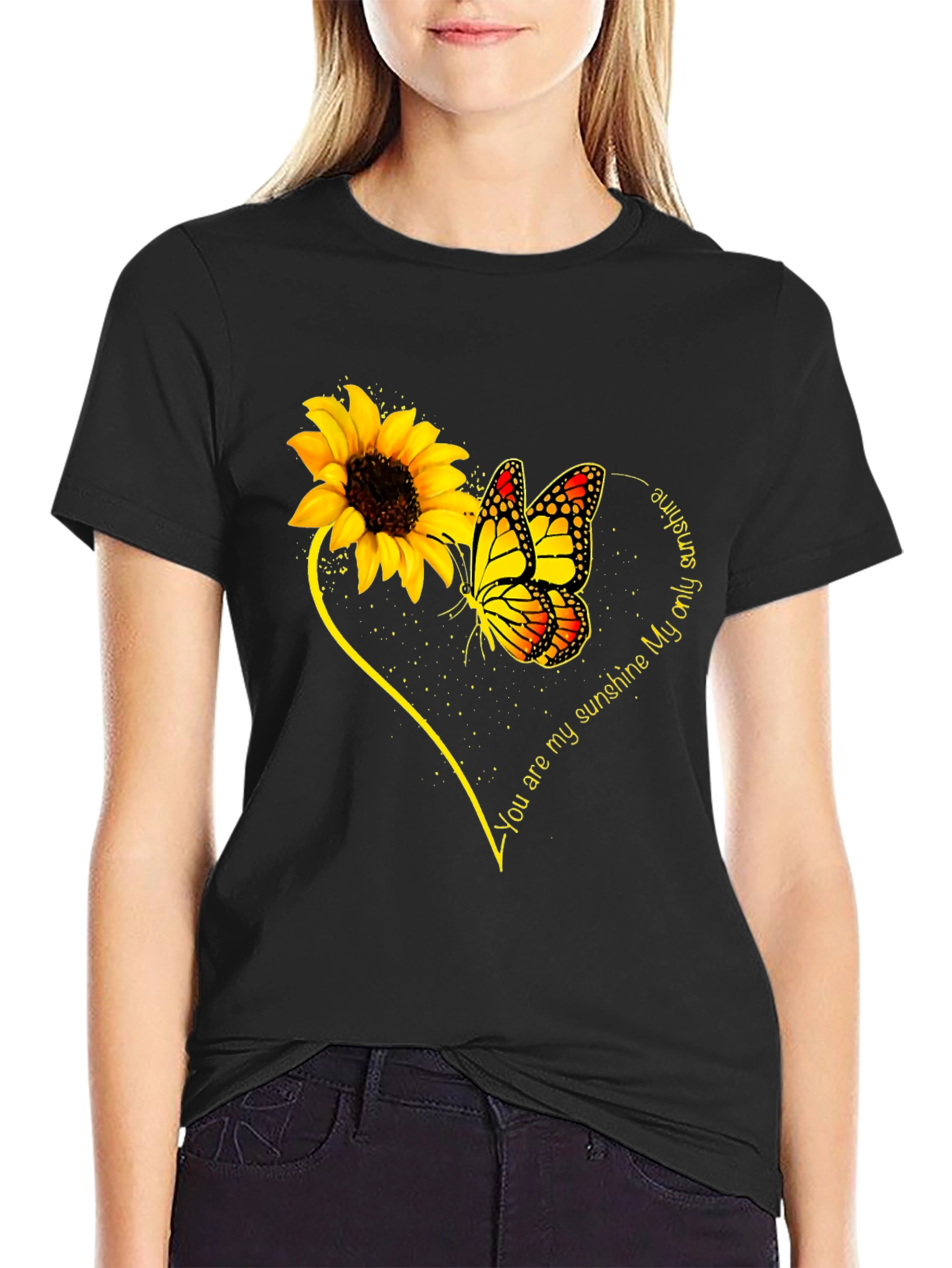 Sunflower & Butterfly T-Shirt - You Are My Sunshine