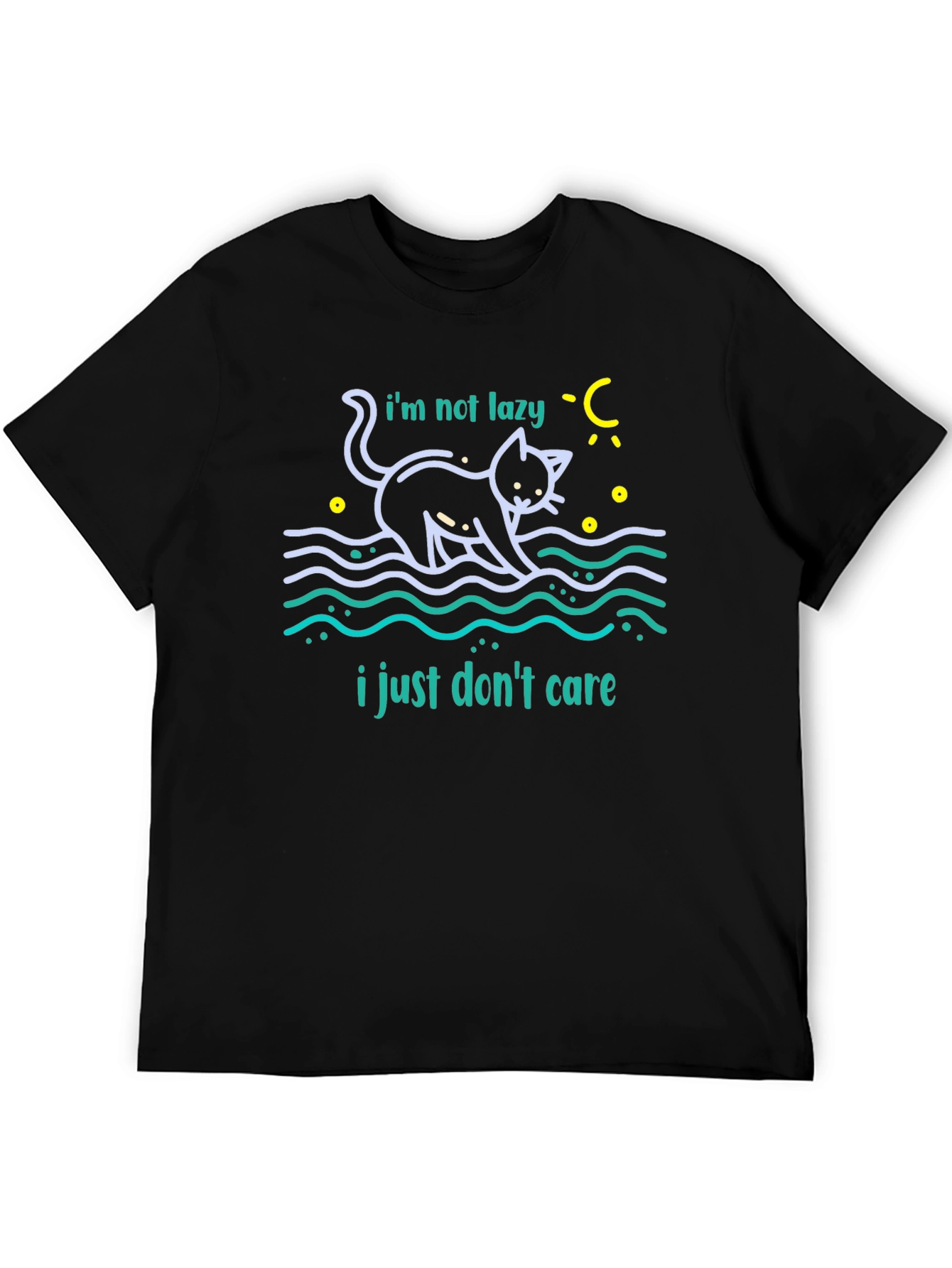 Lazy Cat Graphic T-Shirt - Dont Care Attitude Tee