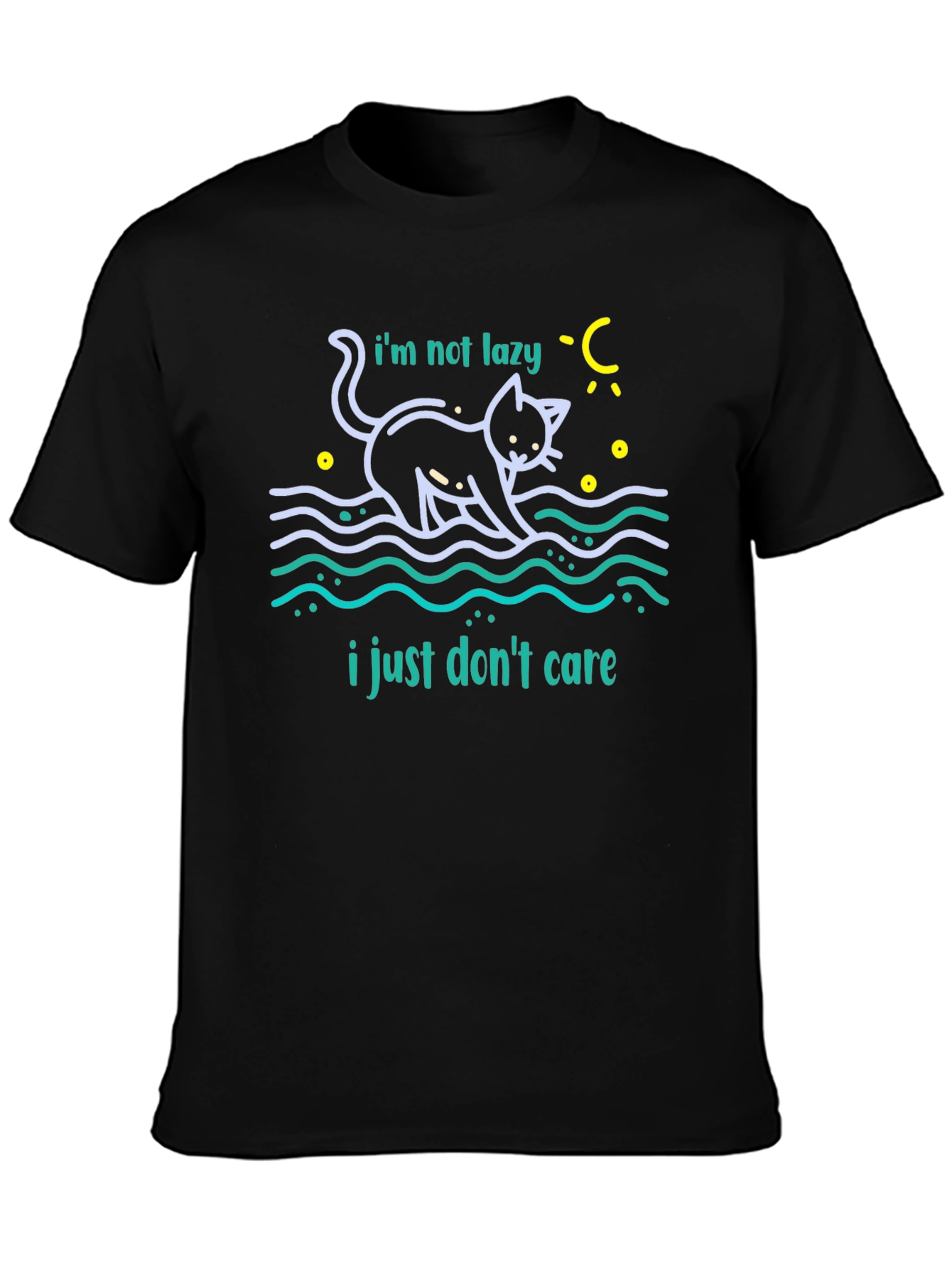Lazy Cat Graphic T-Shirt - Dont Care Attitude Tee