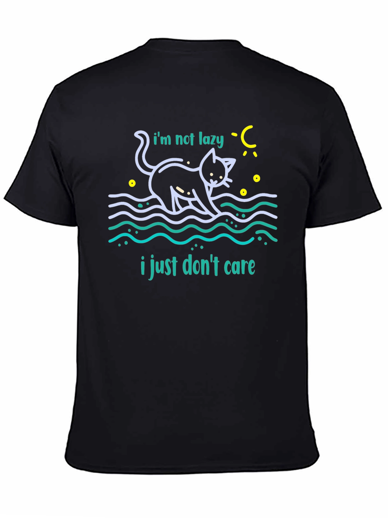 Lazy Cat Graphic T-Shirt - Dont Care Attitude Tee