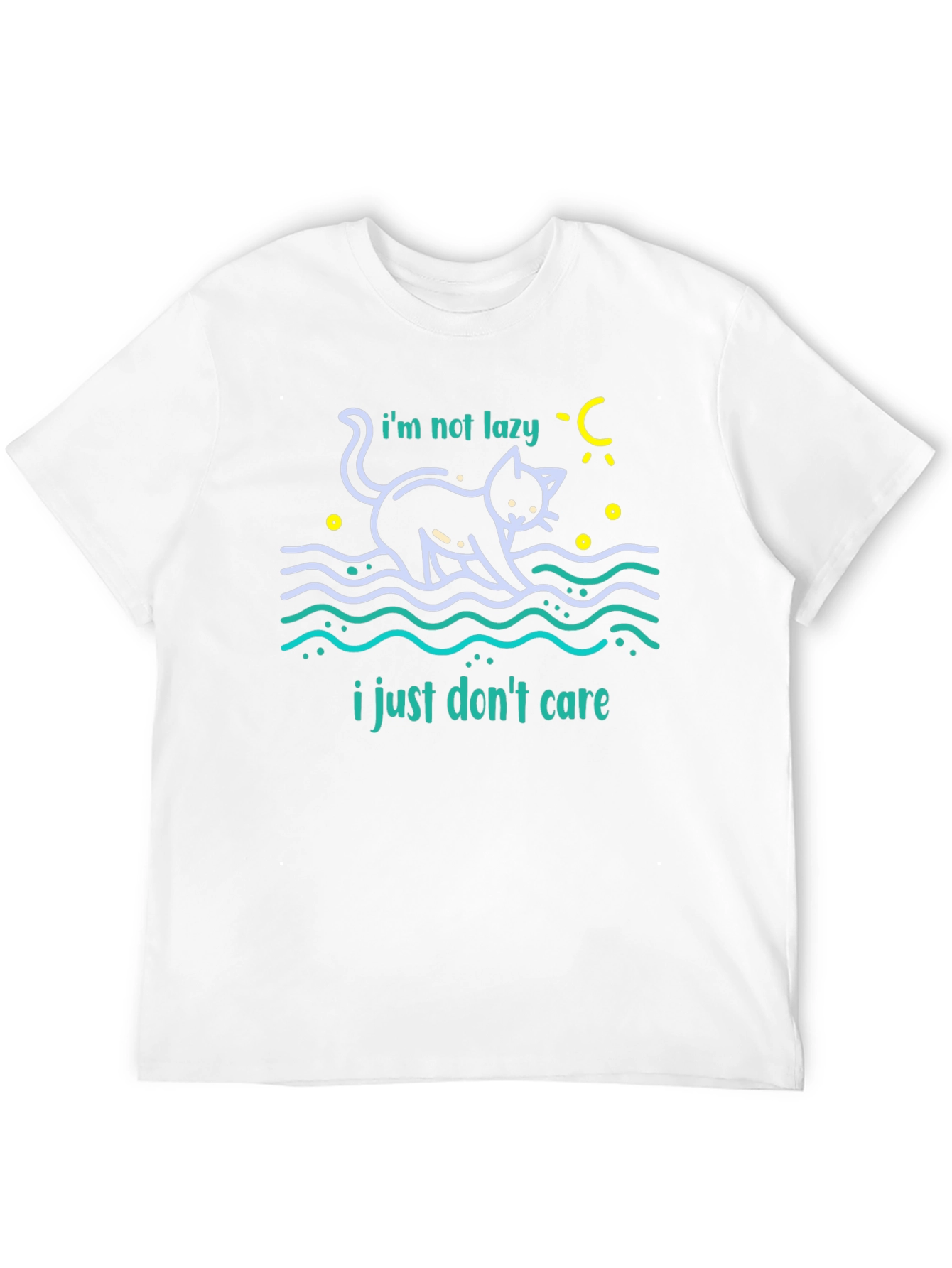 Lazy Cat Graphic T-Shirt - Dont Care Attitude Tee