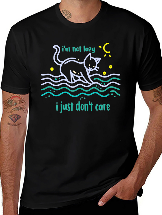 Lazy Cat Graphic T-Shirt - Dont Care Attitude Tee
