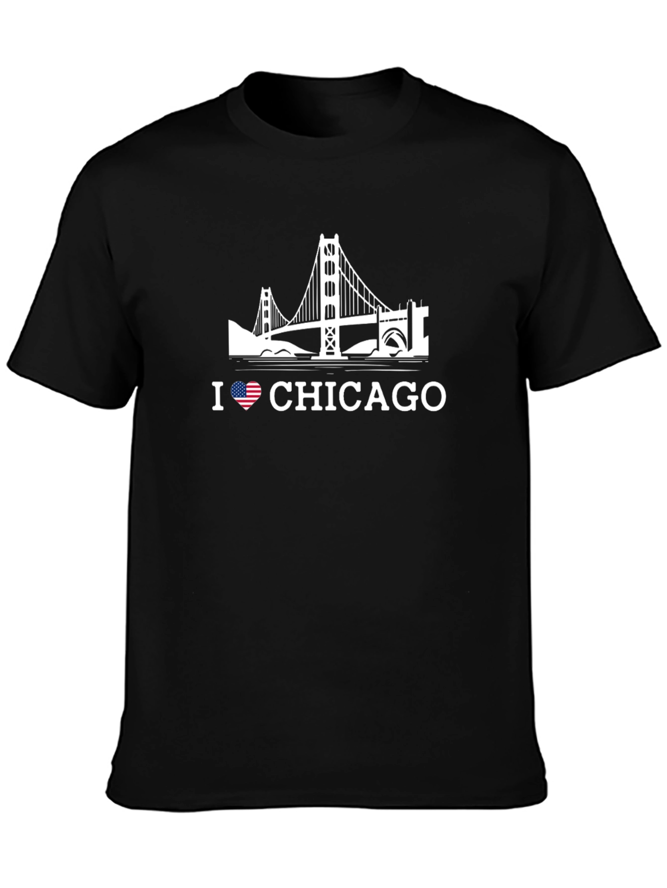 I Love Chicago T-Shirt Black Novelty Graphic Tee