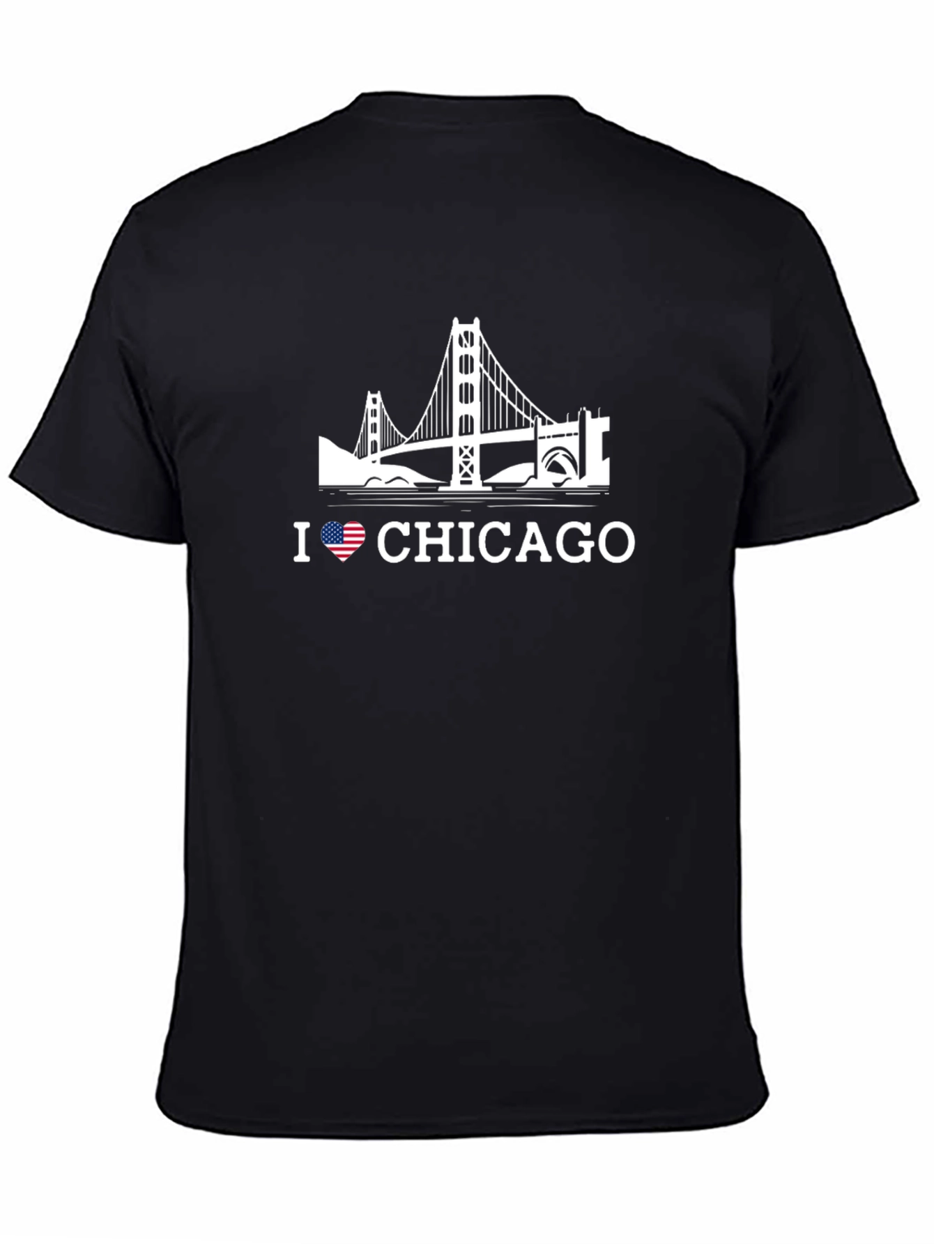 I Love Chicago T-Shirt Black Novelty Graphic Tee