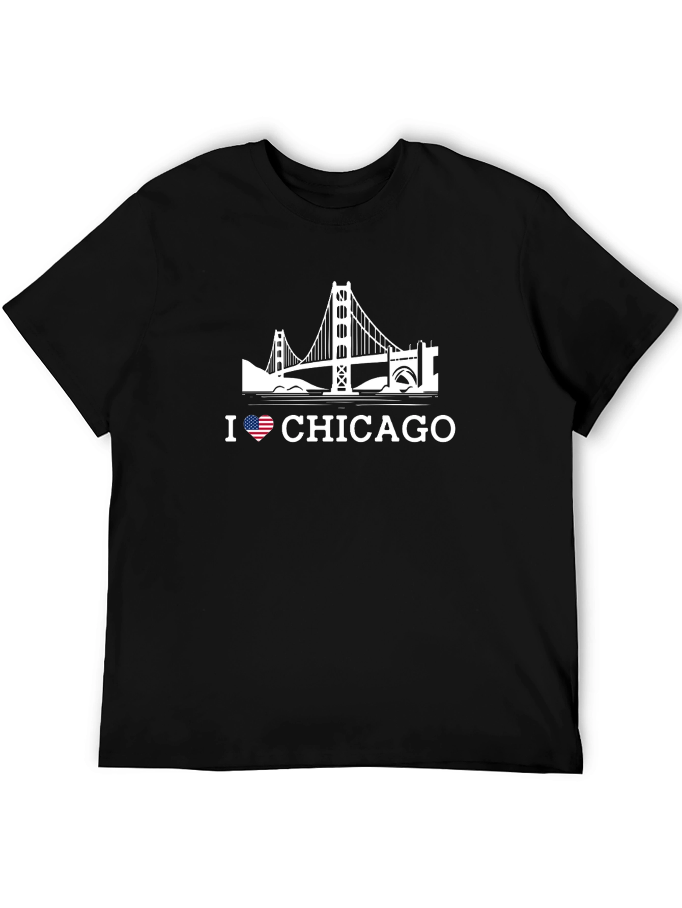 I Love Chicago T-Shirt Black Novelty Graphic Tee