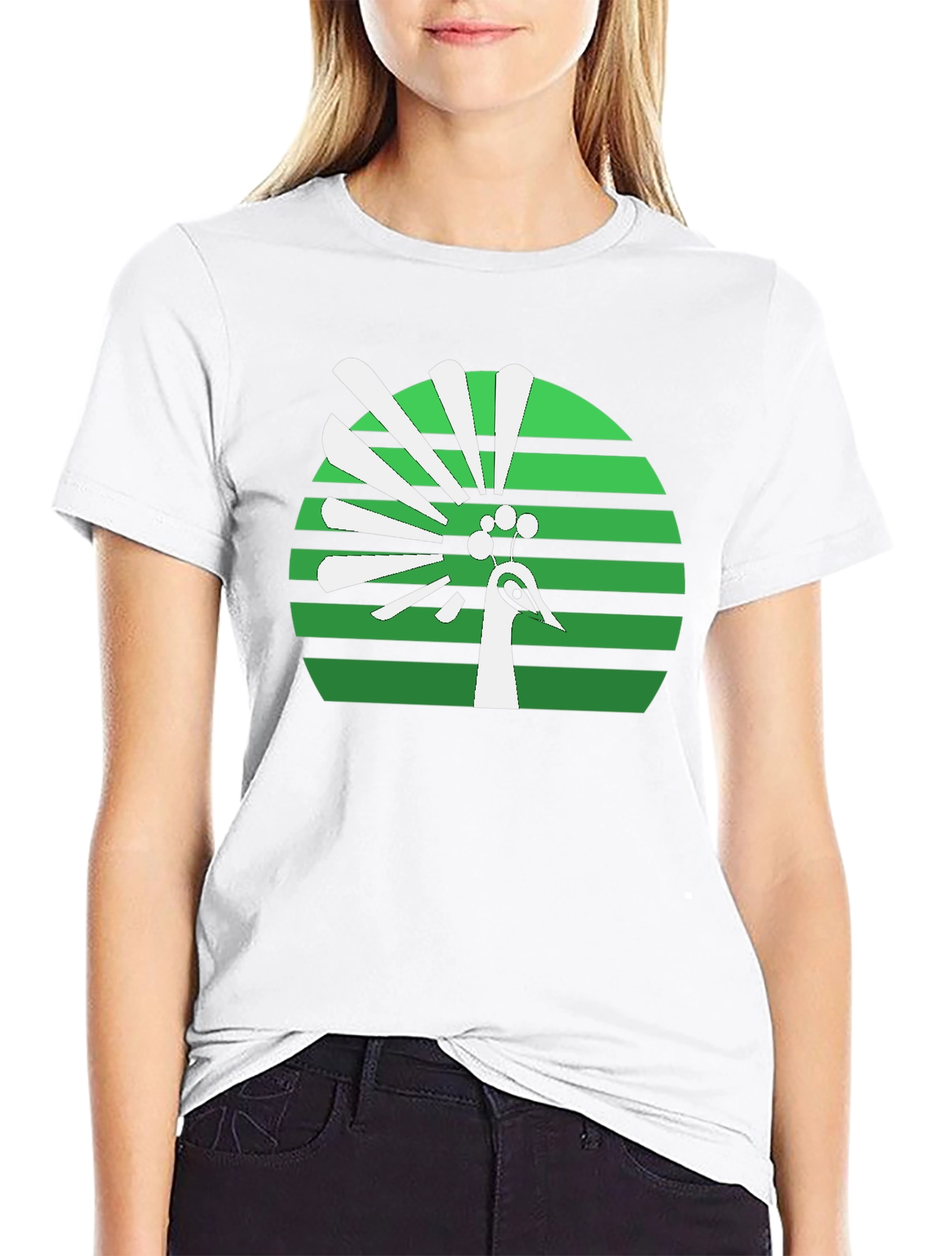 Peacock Graphic Tee - Retro Green Design