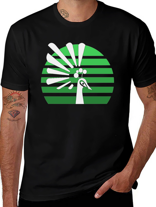 Peacock Graphic Tee - Retro Green Design