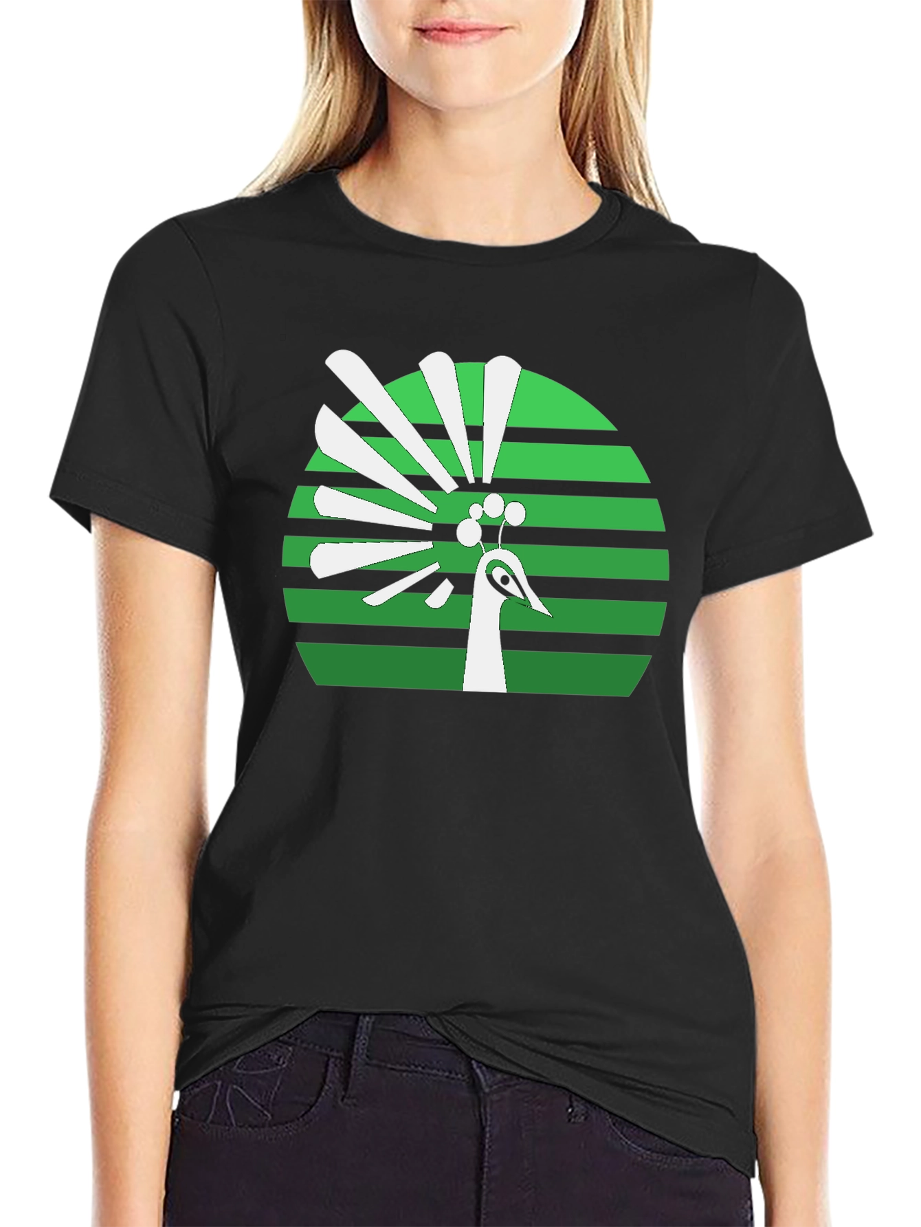 Peacock Graphic Tee - Retro Green Design