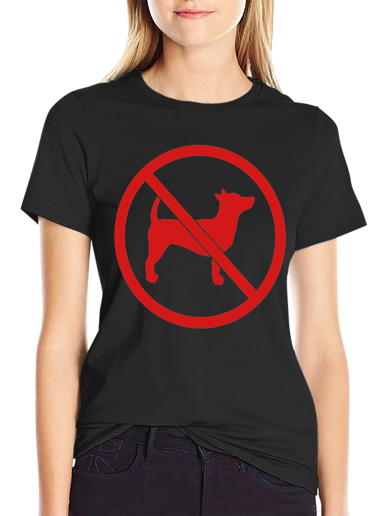 No Dogs Allowed Graphic Tee - Black Cotton Blend