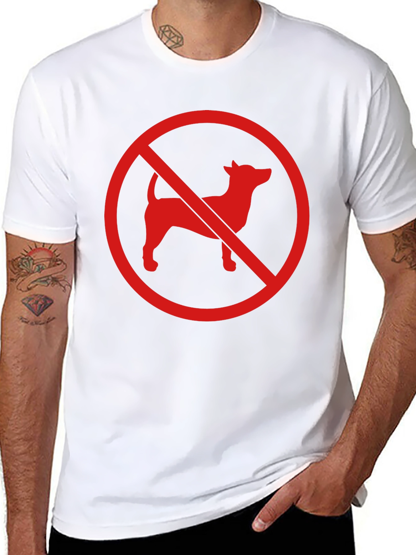 No Dogs Allowed Graphic Tee - Black Cotton Blend