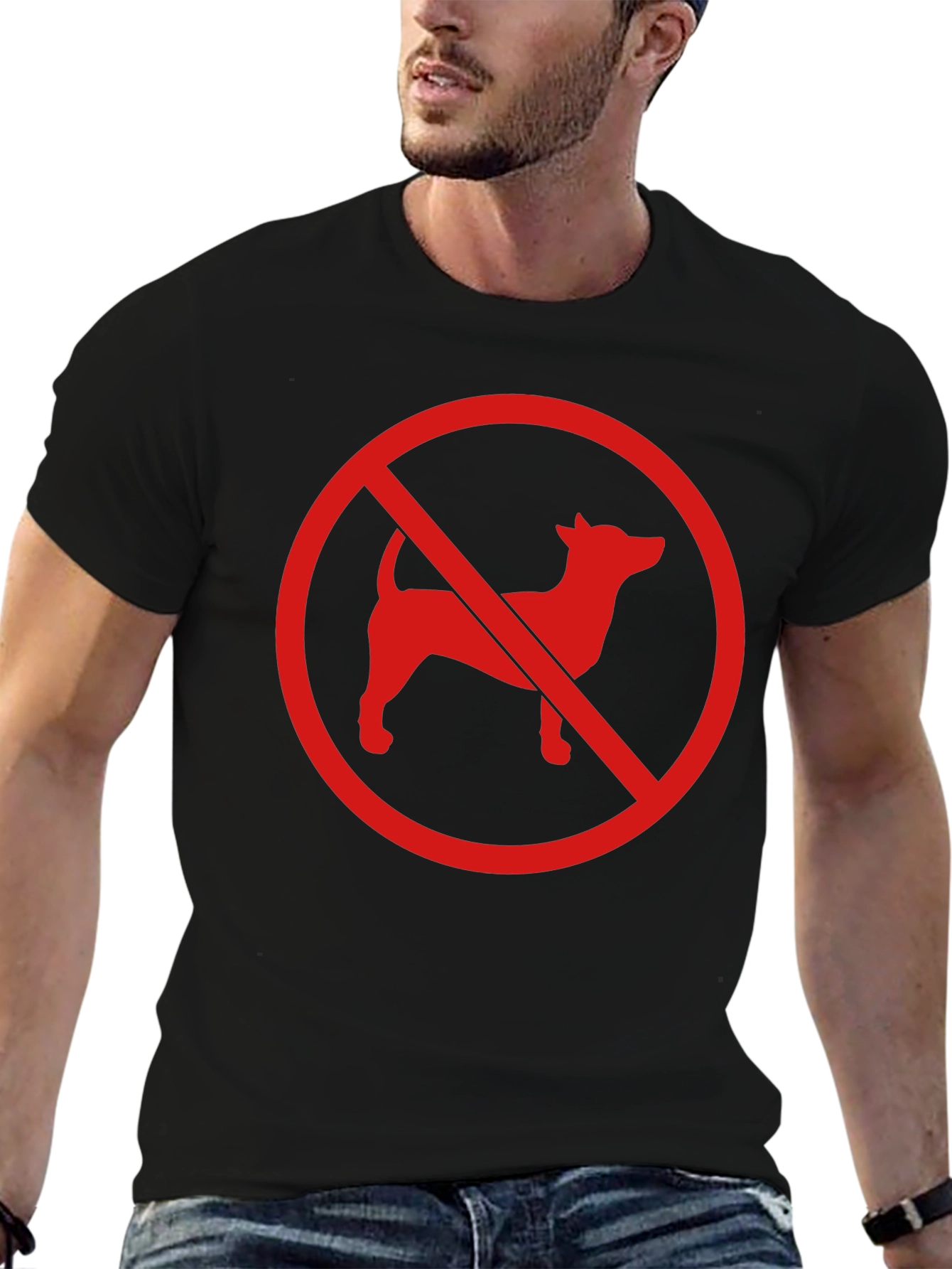 No Dogs Allowed Graphic Tee - Black Cotton Blend