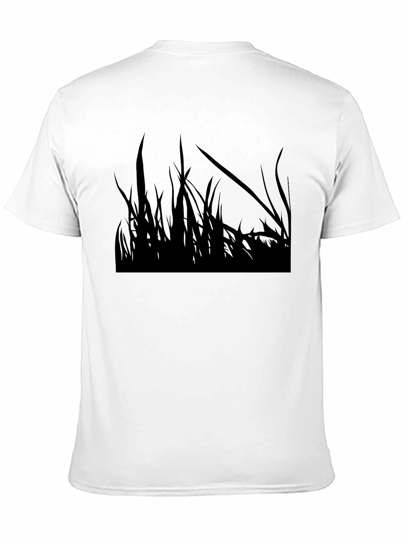 Mens Black Graphic Tee - Grass Silhouette Design