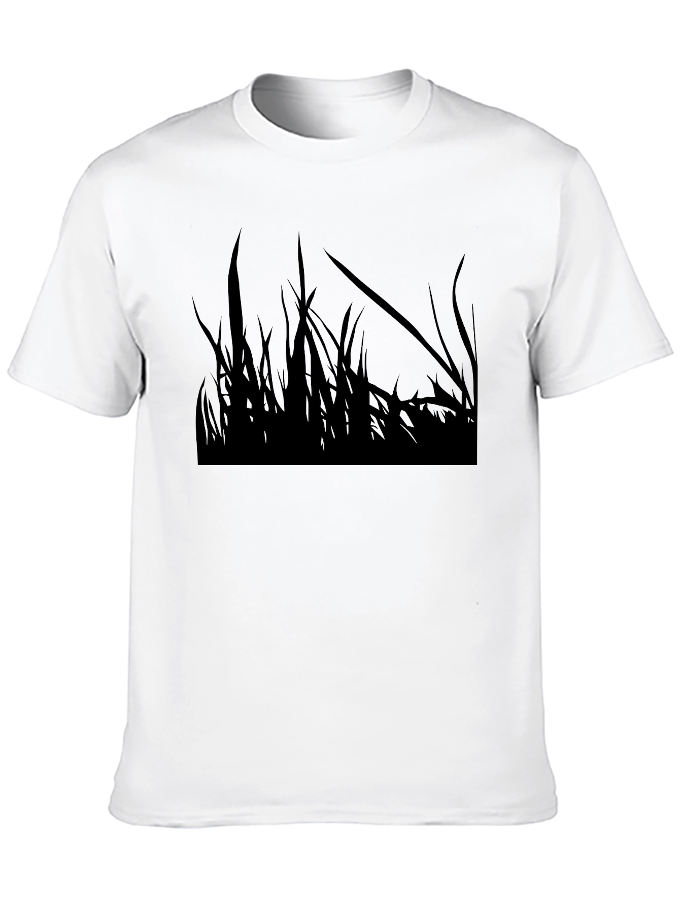 Mens Black Graphic Tee - Grass Silhouette Design