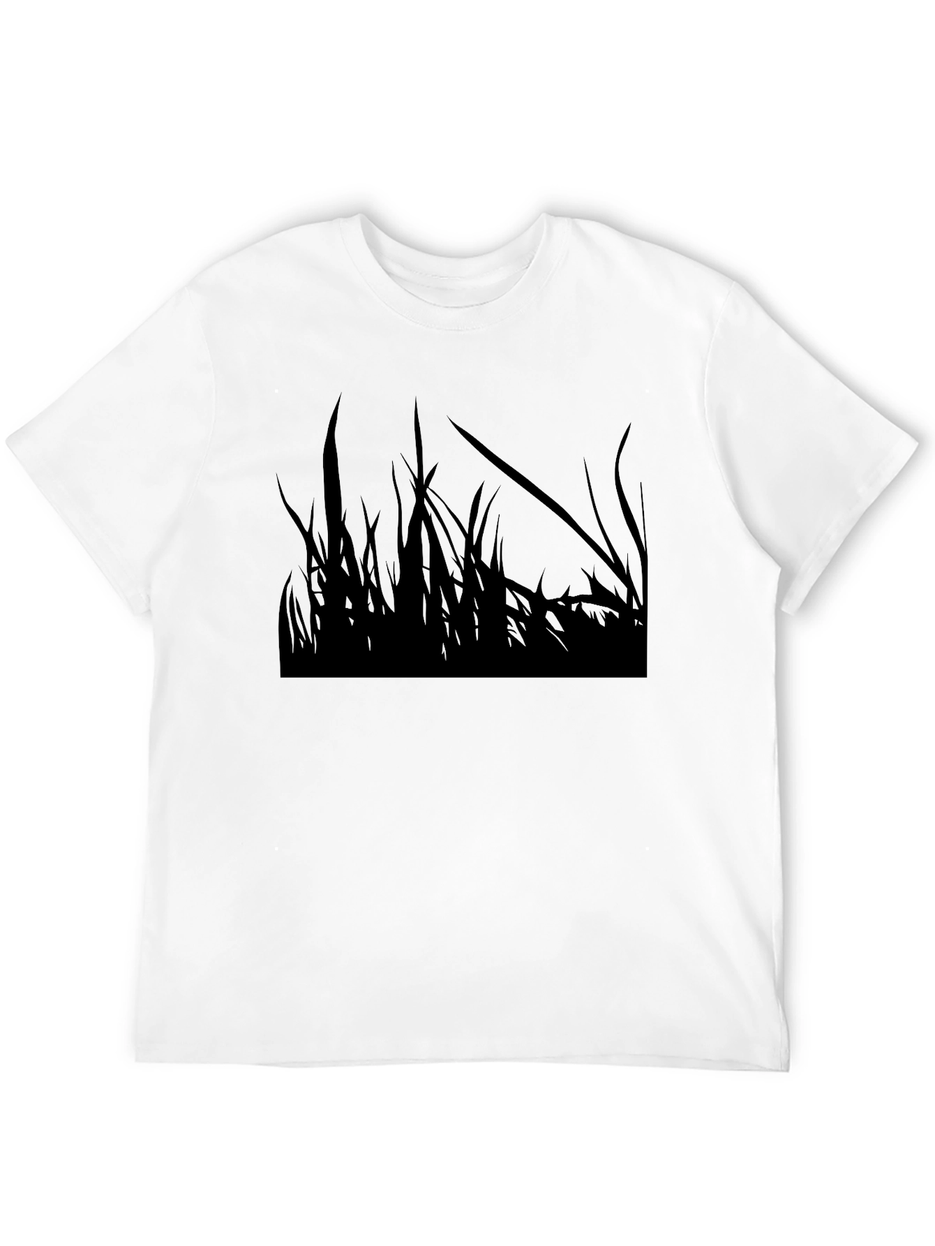 Mens Black Graphic Tee - Grass Silhouette Design