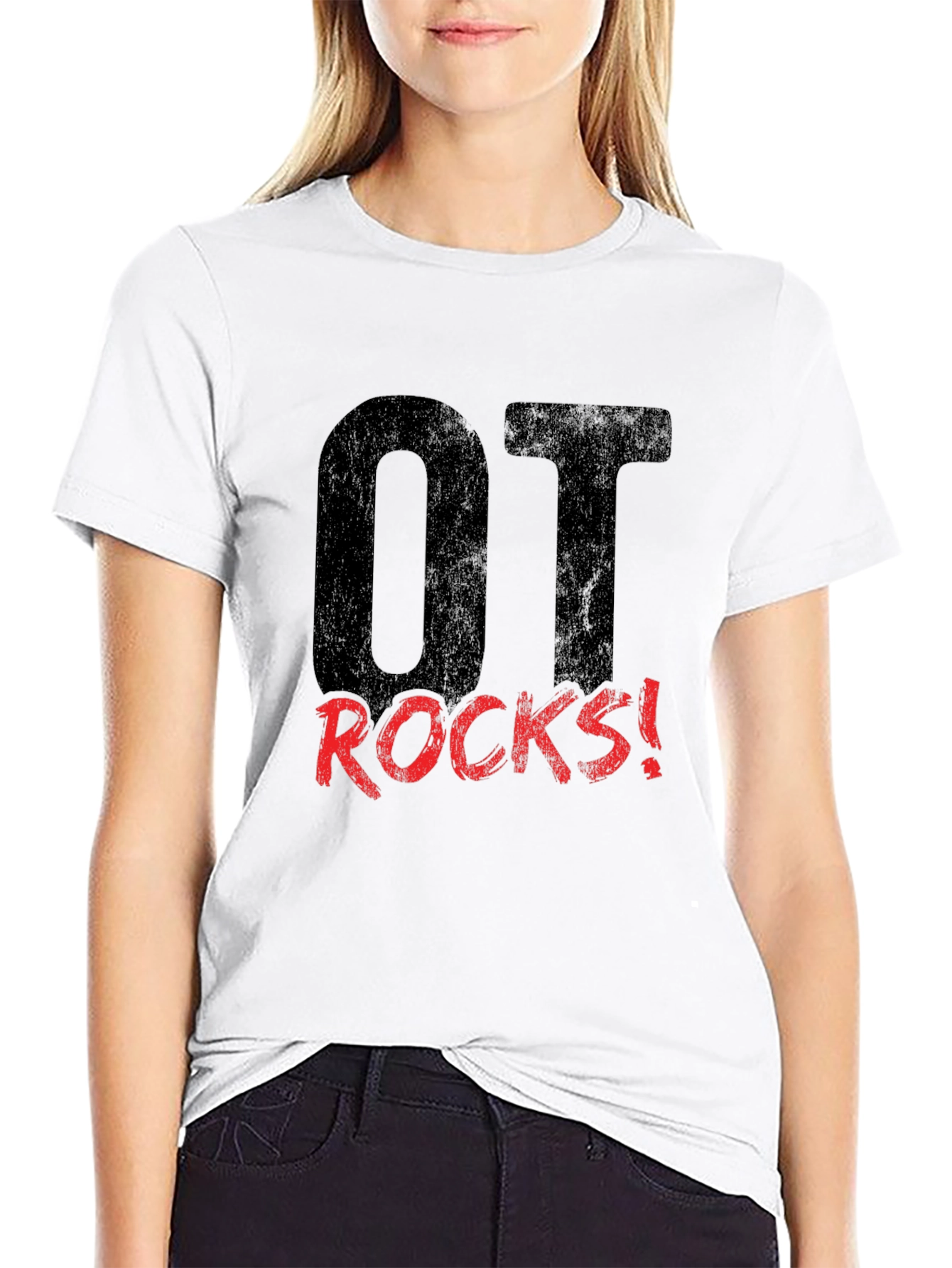 OT Rocks! Black Graphic Tee for Occupational Therapists