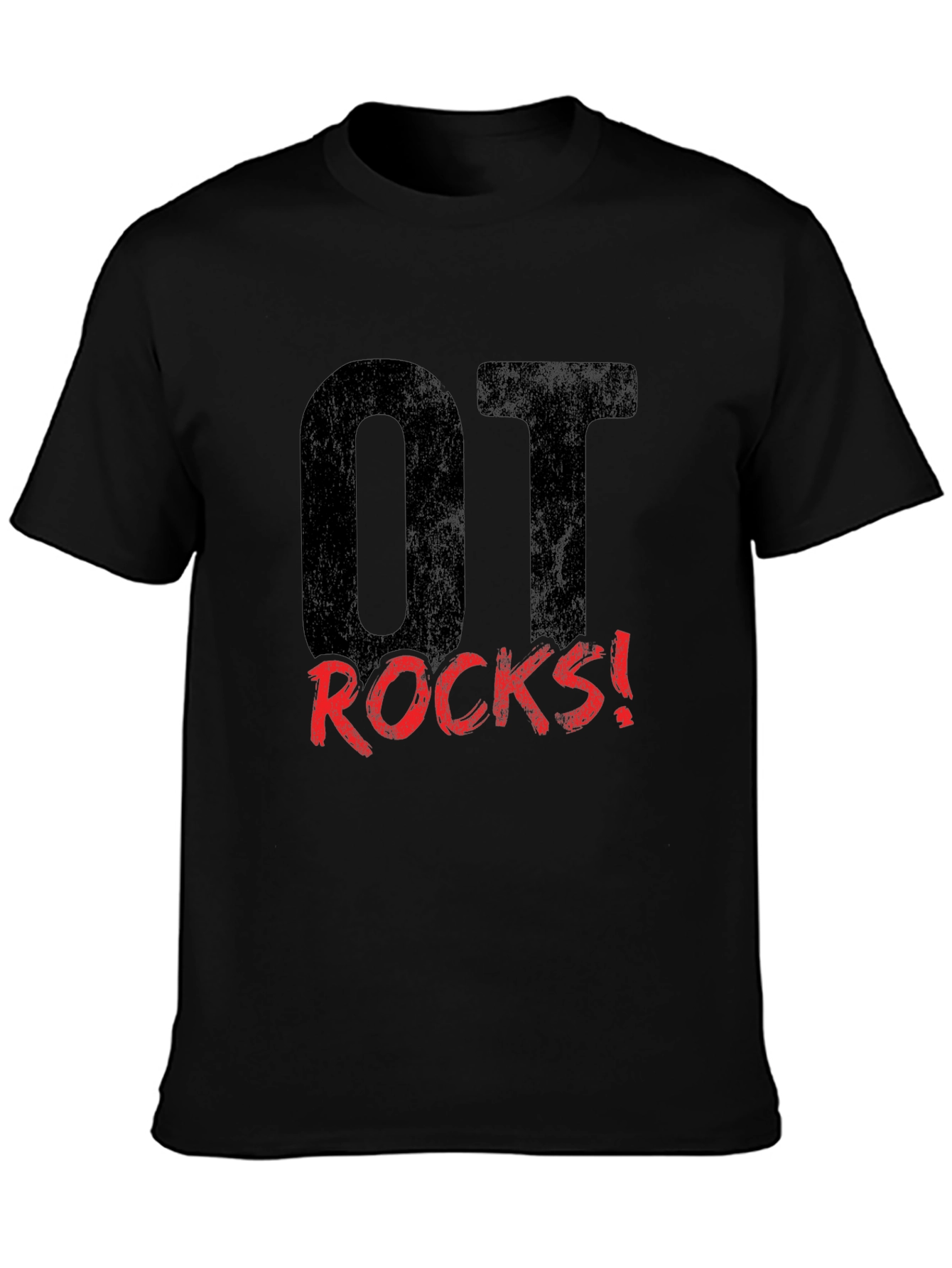 OT Rocks! Black Graphic Tee for Occupational Therapists