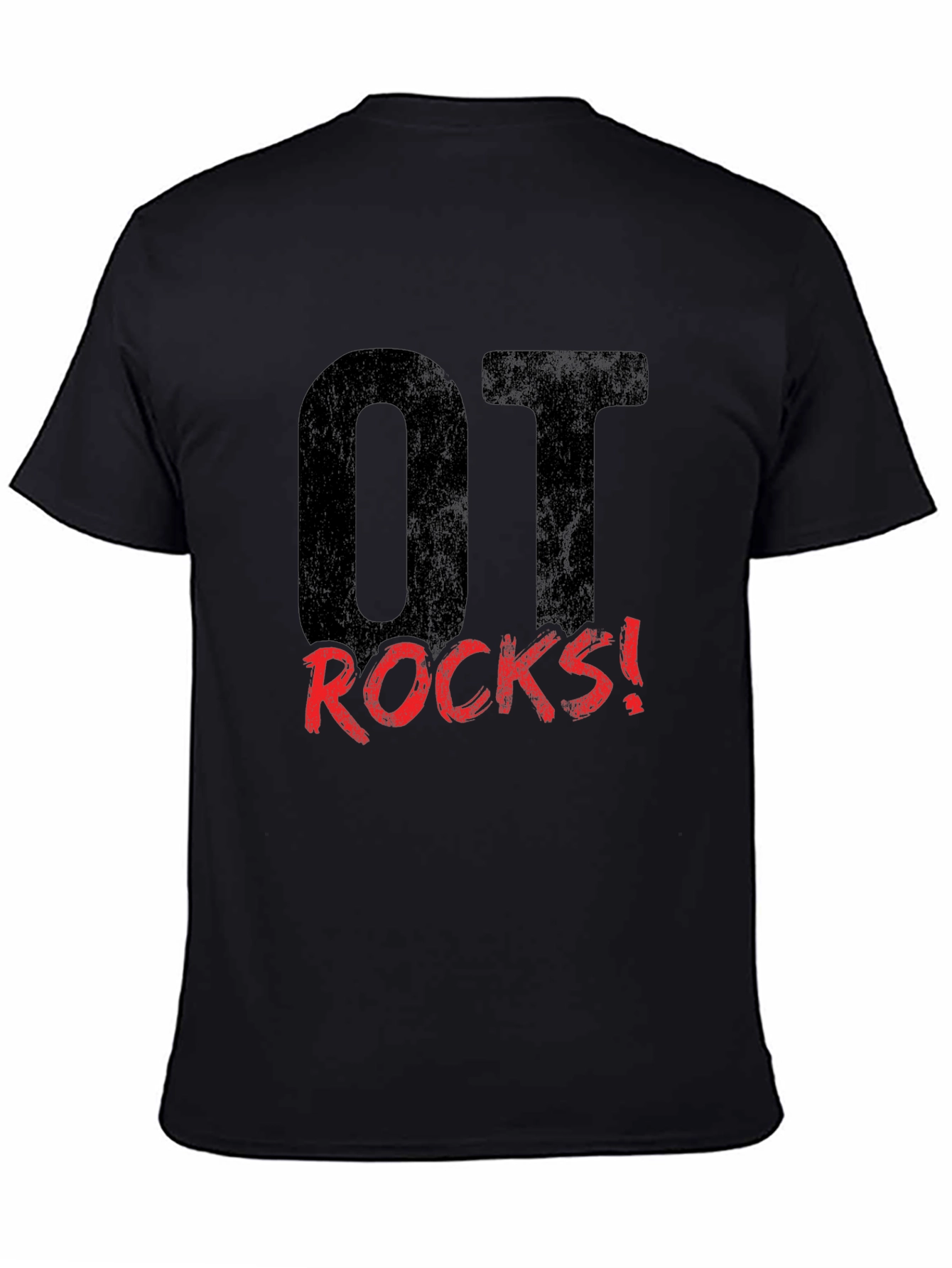 OT Rocks! Black Graphic Tee for Occupational Therapists