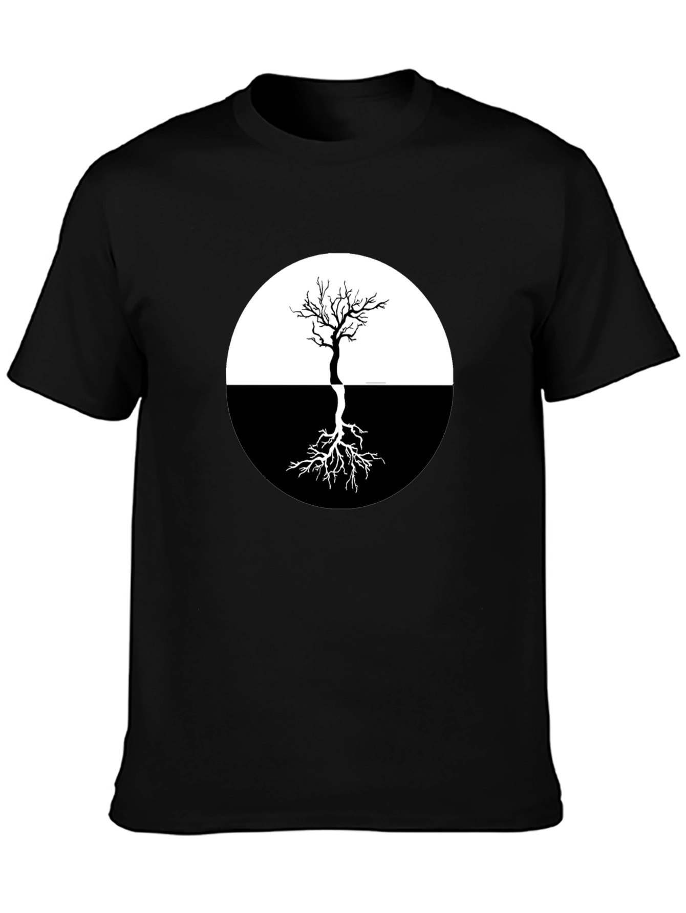 Yin Yang Tree Graphic Tee - Stylish Black T-Shirt