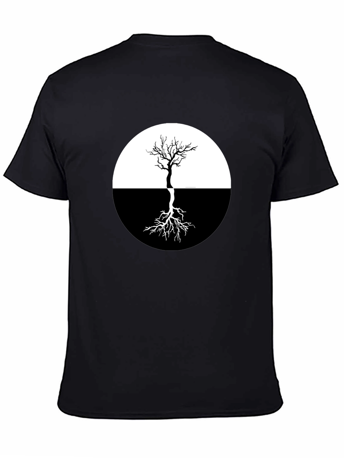 Yin Yang Tree Graphic Tee - Stylish Black T-Shirt